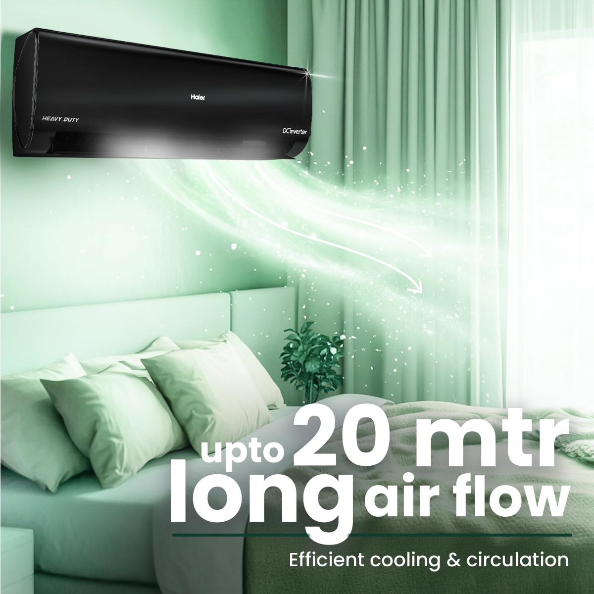 Haier Black Edition 1.5 Ton 5 Star AI Climate Control Smart Split AC (5460 Watts, Copper, HEXA Inverter, Heavy Duty, 4-Way Swing, Frost Clean, HD Filter, Cools at 60°C-HSU19K-PZAIB5BN-INV, Black)