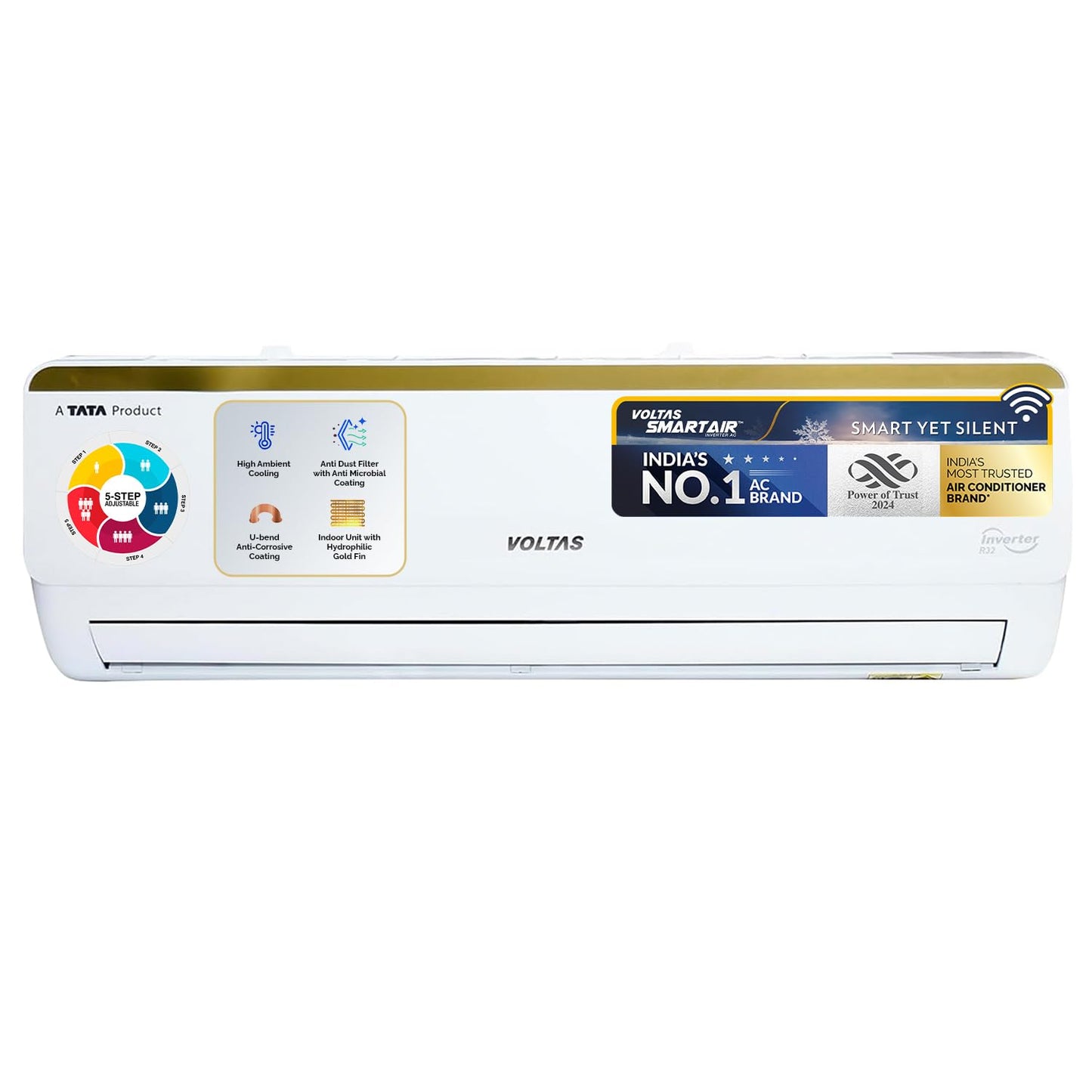 Voltas 1.5 ton 3 Star, Inverter Split AC (Copper, 4-in-1 Adjustable Mode, Anti-dust Filter,183V Vectra CAW, White)
