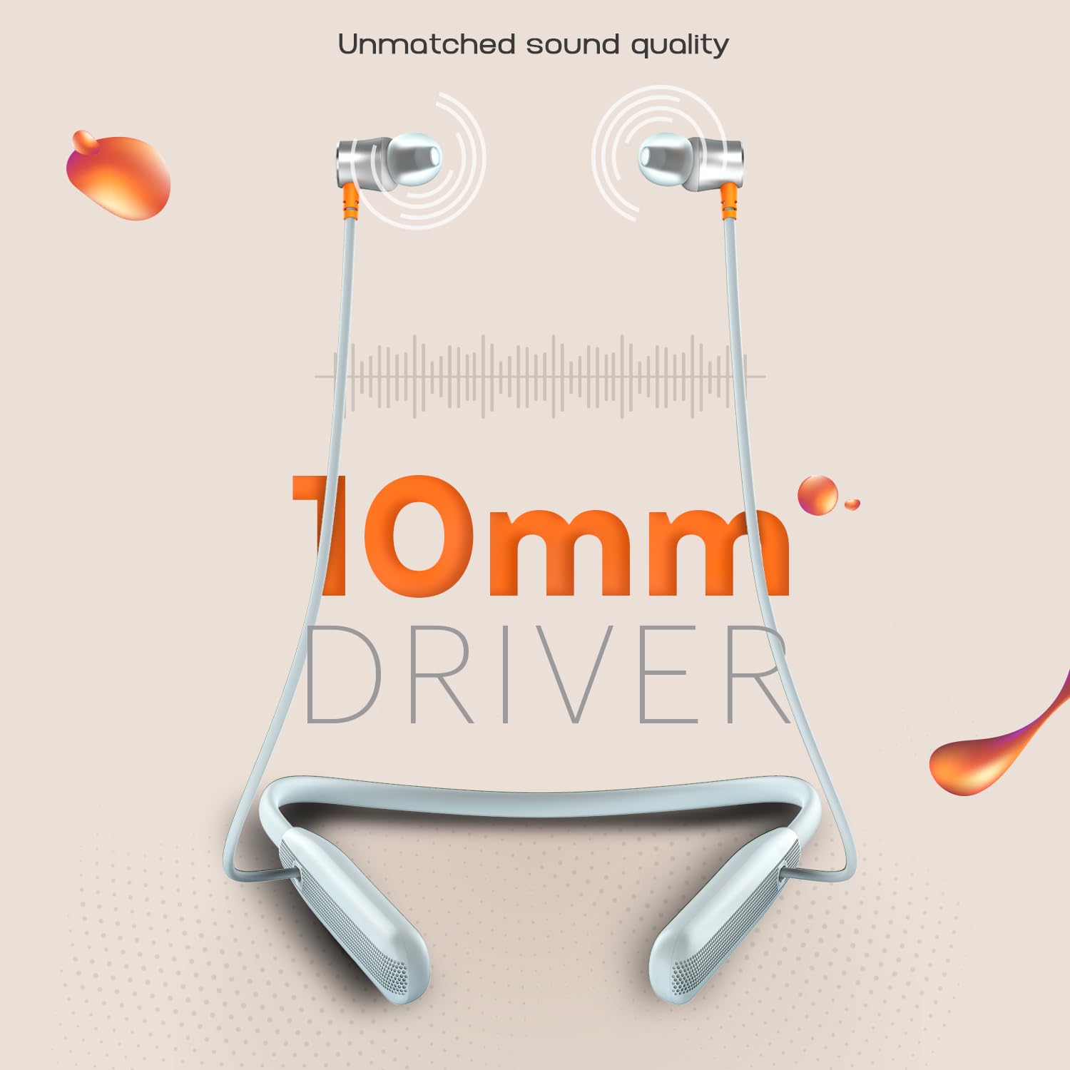 Noise Airwave Bluetooth in Ear Neckband with 50H of Playtime, 3 EQ Modes, ENC for Calling, Low Latency(Upto 50ms), 10mm Driver, BT v5.3(Ice Blue)