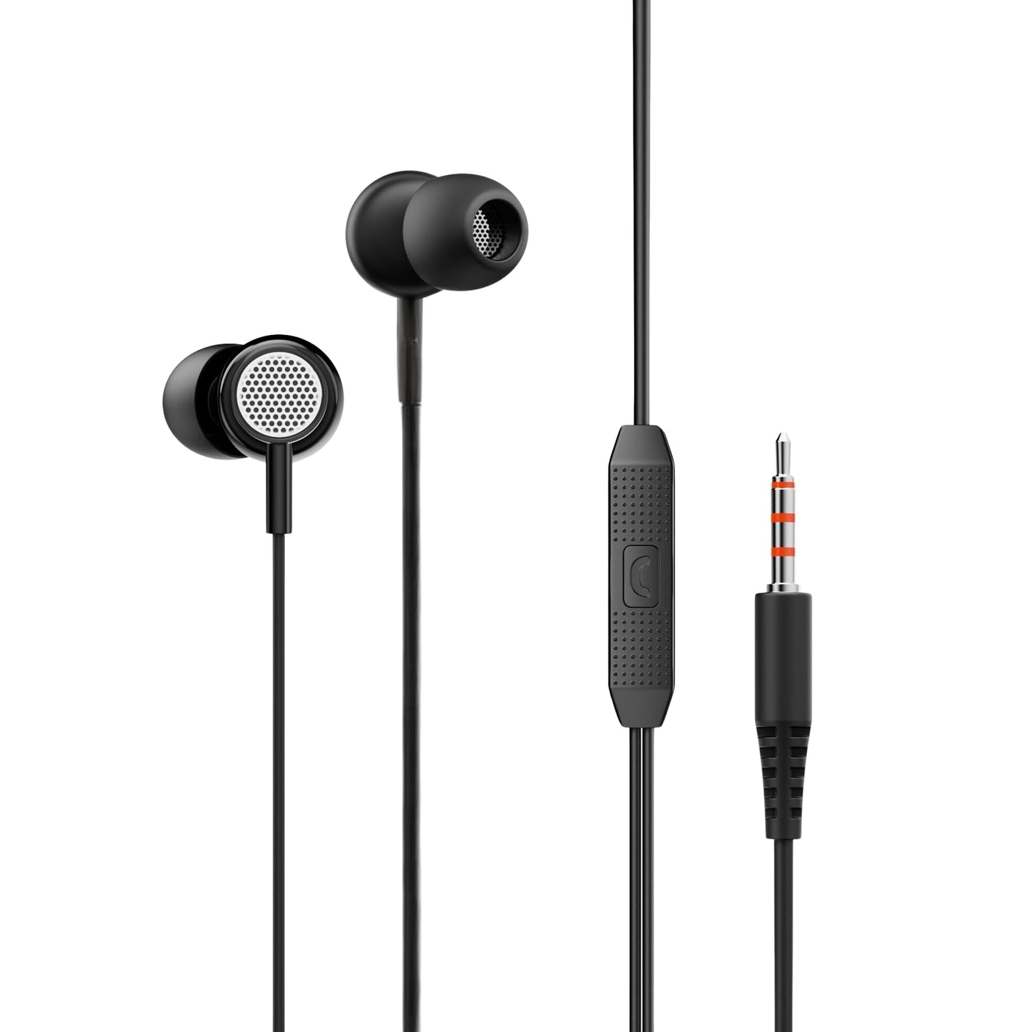 OOGE Beat 1 Wired Earphones with Mic, 3.5mm Jack, Deep Bass, Inline Controls, Lightweight and Comfortable Fit, Earphone Wired with Mic, Ideal for Laptop, Tablet, and Android Devices (White)