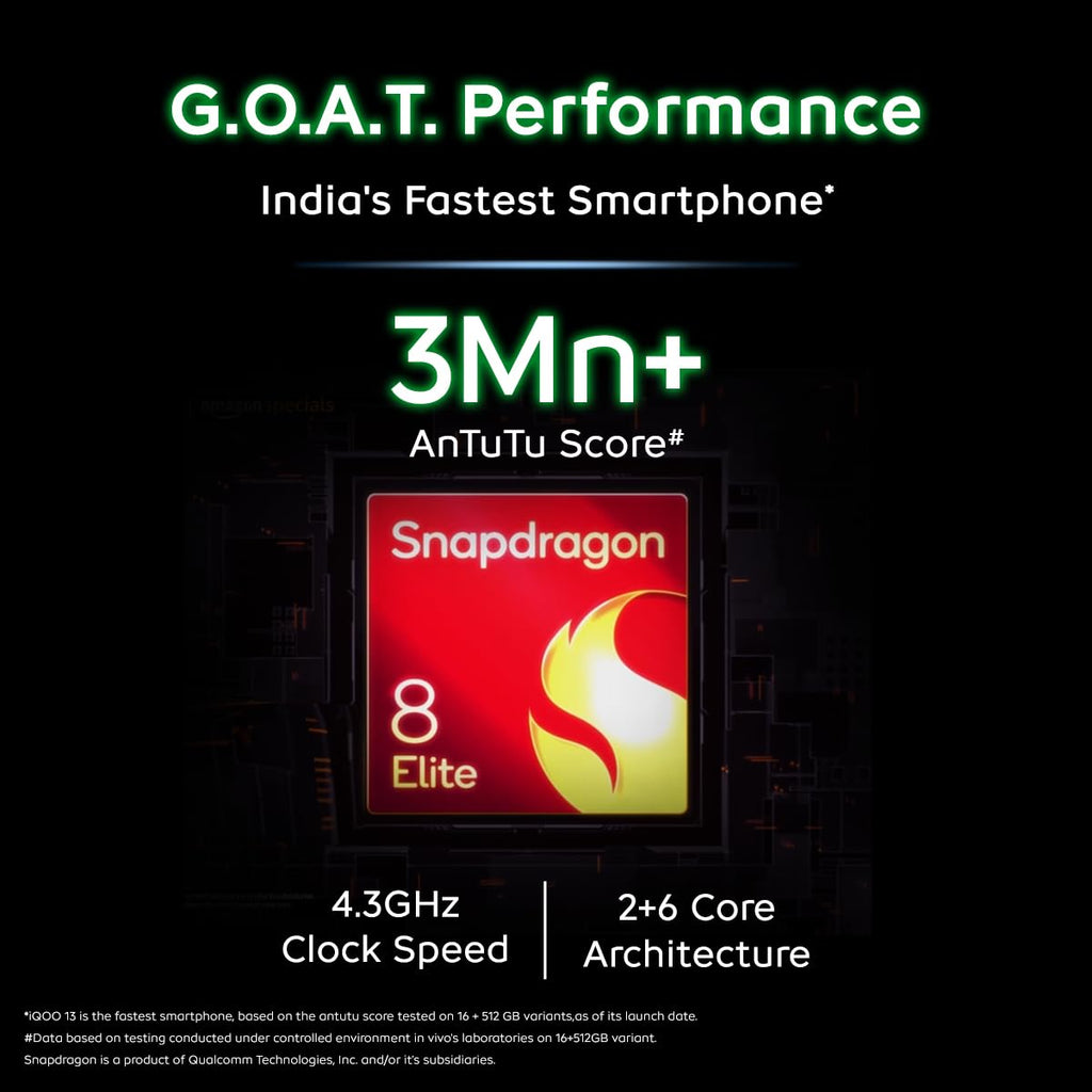iQOO 13 5G (Ace Green, 16GB RAM, 512GB Storage) | Snapdragon 8 Elite Mobile Platform | World's First Q10 2K 144Hz Ultra EyeCare Display | Supercomputing chip Q2