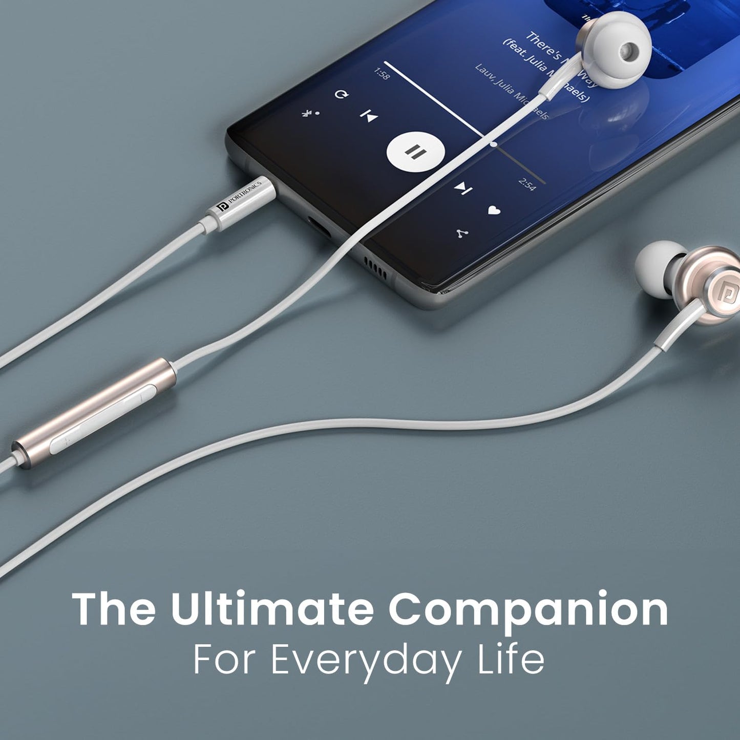 Portronics Conch Sigma A in Ear 3.5mm Aux Wired Earphones with in Line HD Mic & Magnetic Earbuds, Powerful Audio, 14.2mm Driver, Anti Tangle Wire, in line Controls, Wide Compatibility(White)