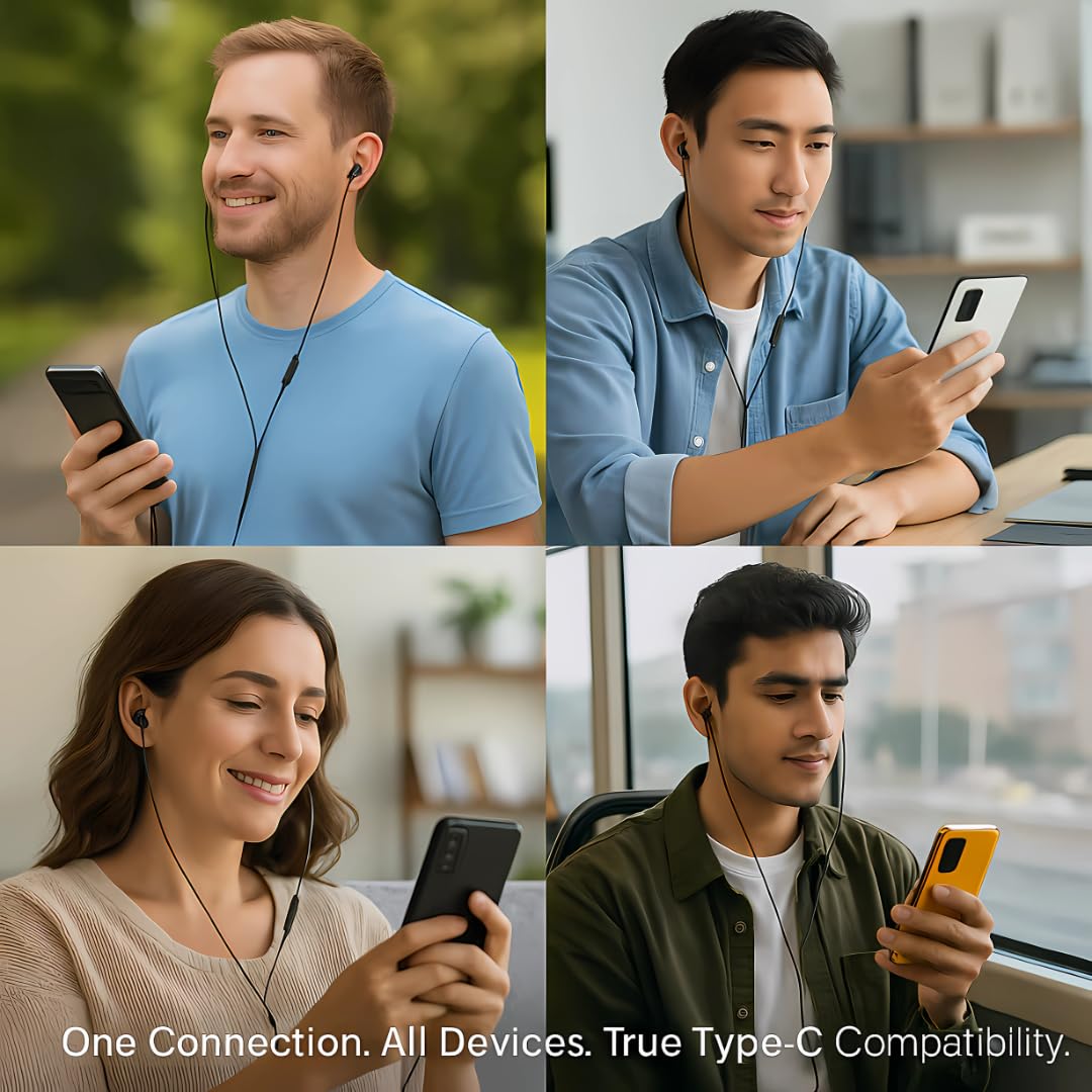 Modorwy Bassix Original USB-C Headphone | 14.2mm Drivers Surround Sound | DAC Chip-100% Support | in-Line Mic Type C Headphone | Compatible with i15, i16,Flip,Fold,S Series,1+ & Others (Olive Green)