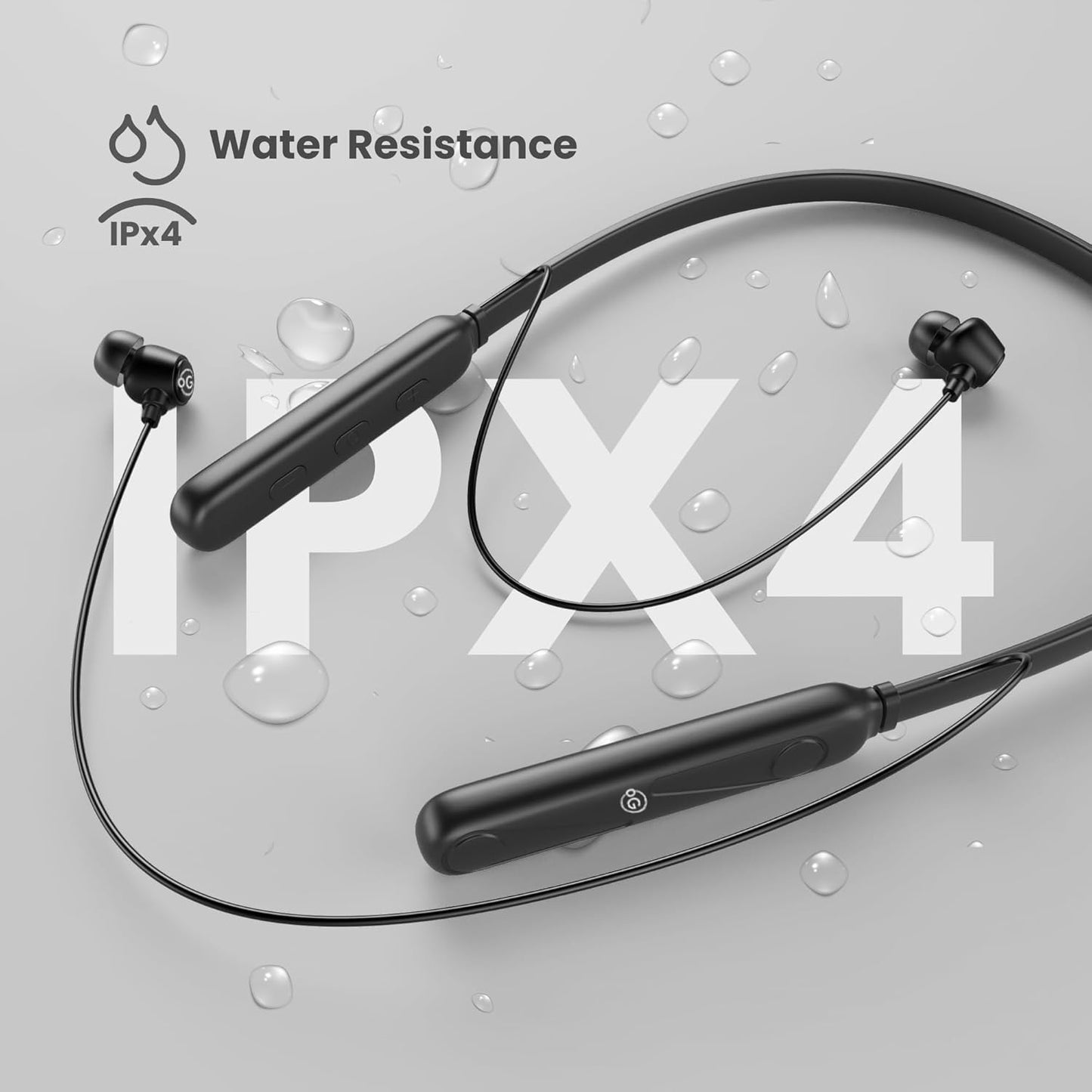 OOGE Tune 8 Neckband Bluetooth Earphones, 30 Hours Playtime, Deep Bass, Type-C Fast Charge, Sweat Resistant, Magnetic Eartips, Sound Pulse Mic (Satin Black)