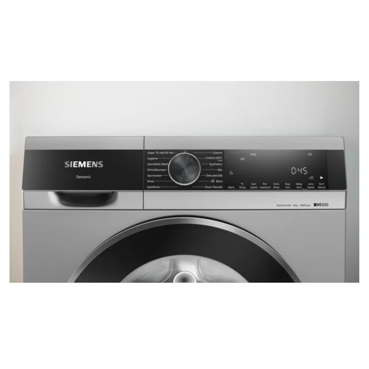 Siemens 8kg 5 Star Stain Treatment Fully Automatic Front Load Washing Machine with Built in Heater (WG34A20SIN, Pretreatment Function & Hygiene Program and 5 Star Inverter, Silver)