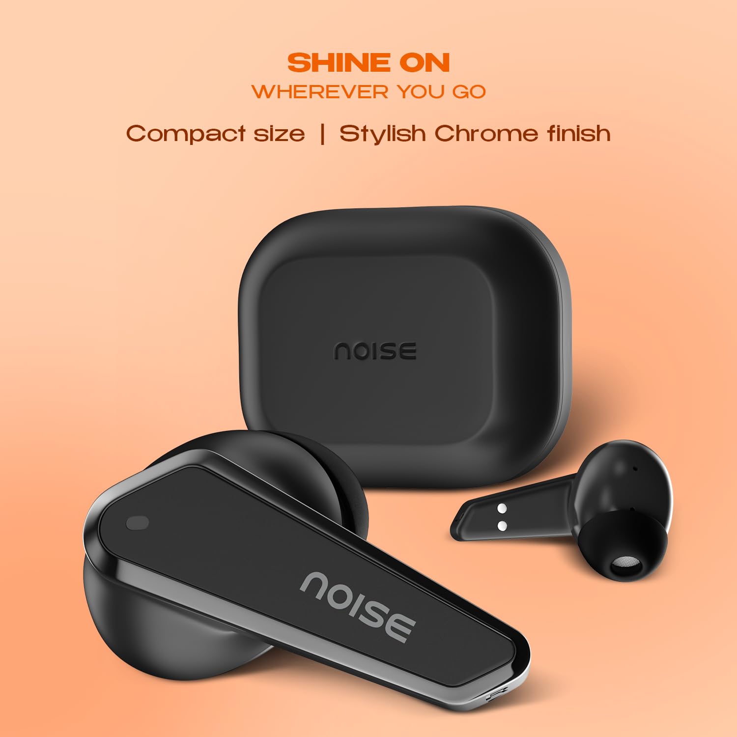 Noise Earbuds N1 Truly Wireless Earbuds with Chrome Finish, 40H of Playtime, Quad Mic with ENC, Ultra Low Latency Gaming (Up to 40 Ms), Instacharge(10 Min=120 Min), Bluetooth V5.3(Carbon Black)