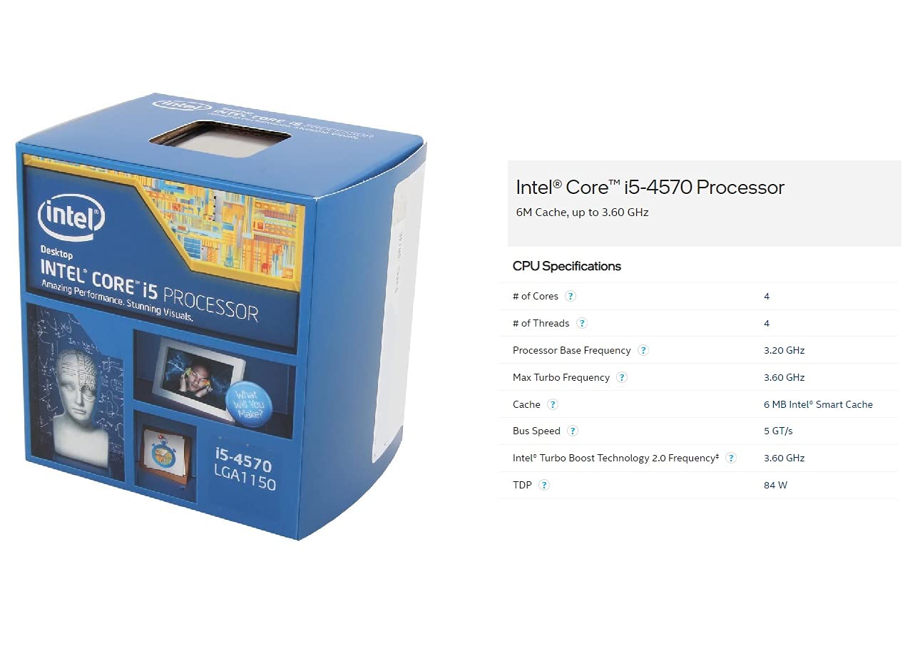 Cyntexia Computer Desktop PC (Windows Intel Core i5-4570 || 16GB RAM || 512GB SSD || HDMI || VGA || Ethernet || HD Graphics 4600 || USB 3.0 || Win 11) Basic Software Installed, Black