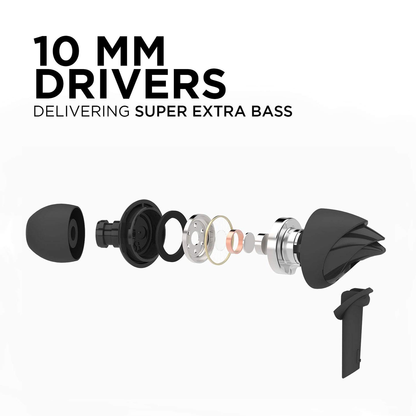 Boat BassHeads 100 in-Ear Headphones with Mic (Black)