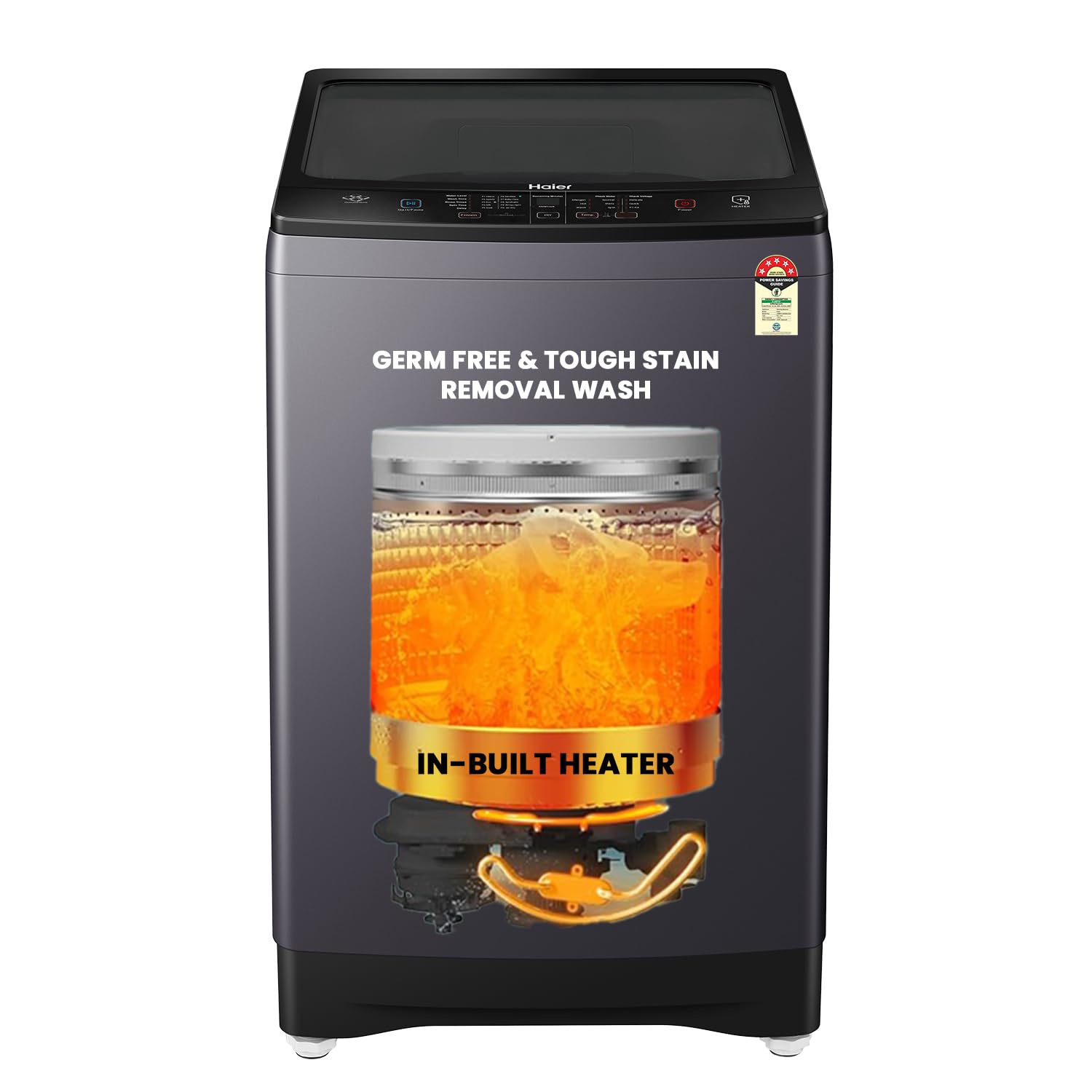 Haier 7.5 Kg 5 star Fully Automatic Top Loading Washing Machine HWM75-H826S6, Starry Silver, Butterfly Shape Heater, Oceanus Wave Drum,Near Zero Pressure, Toughened glass)