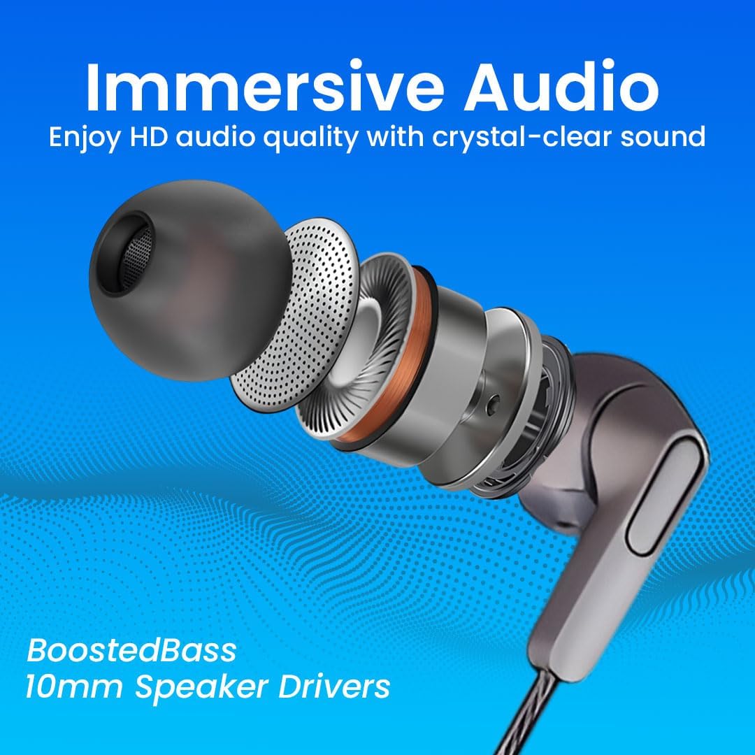 Branded Metal Type C Stereo Headphones with HD Sound Mic, in-Ear Design Super Extra Bass and Durable Brided Wired C Type Earphones, Compatible with iPhone, Android Smartphones, Tablets, (Metal Gray)