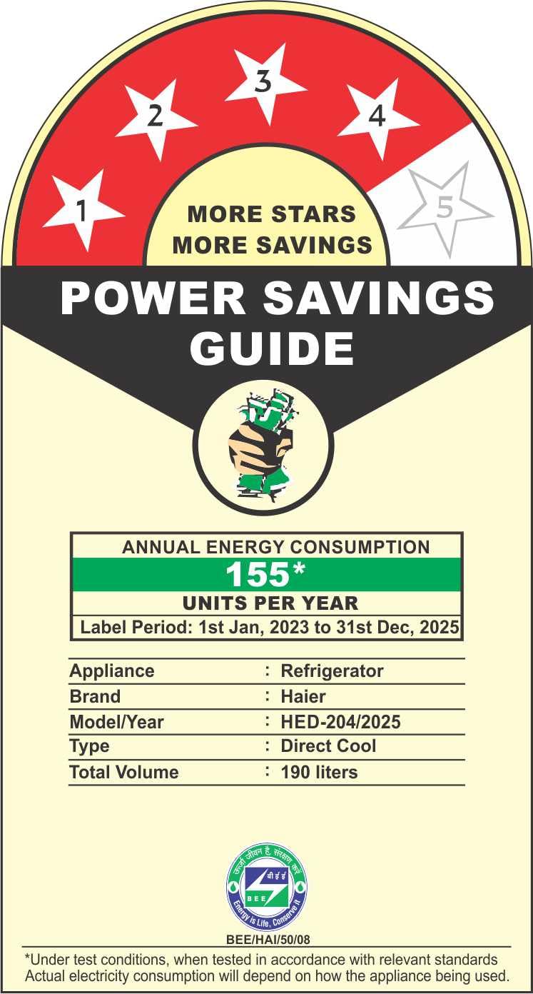 Haier 190 L, 4 Star, Direct Cool Single Door Refrigerator (HED-204DS-P, Dazzle Steel)