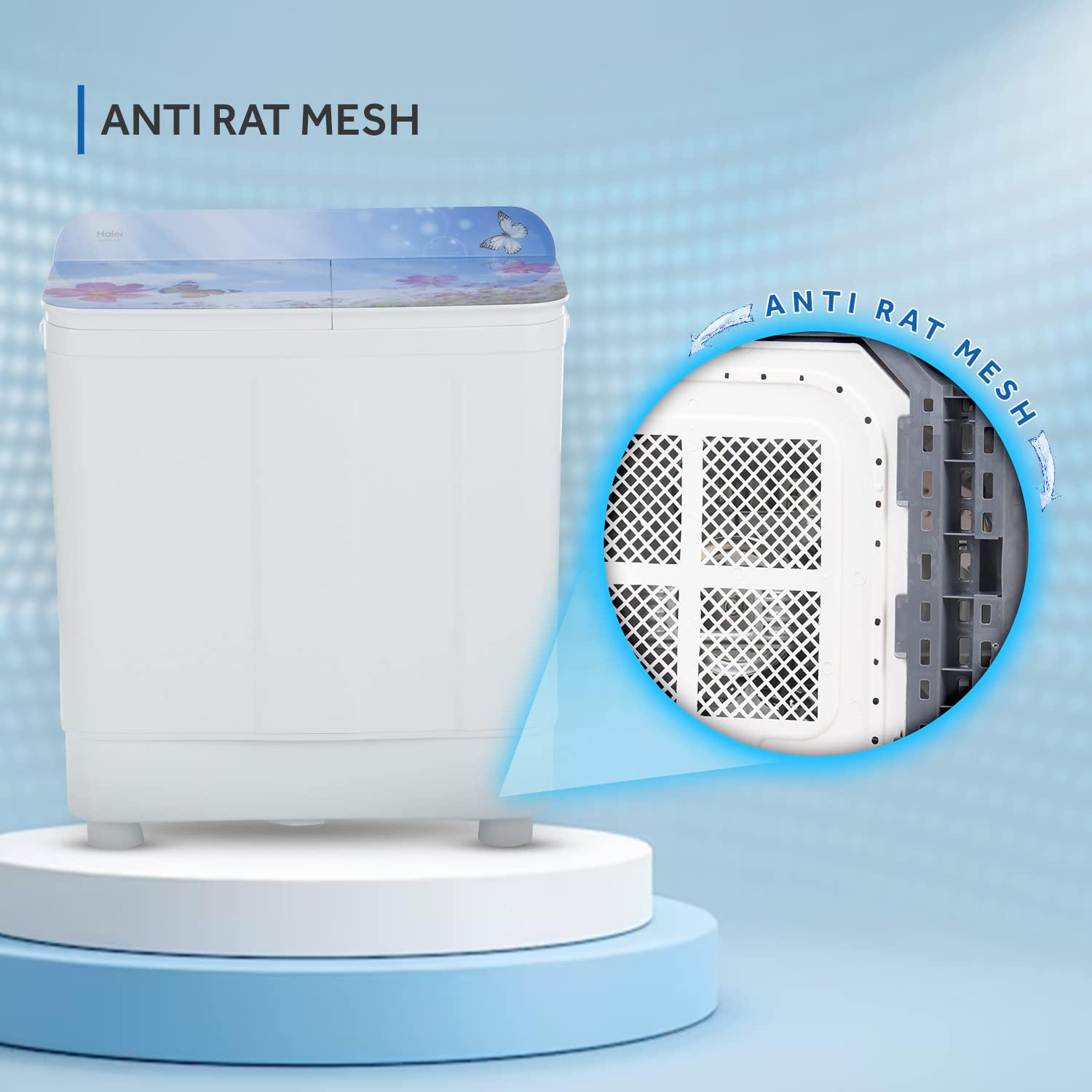 Haier 9.5 Kg 5 Star Voltex Pulsator Semi-Automatic Top Load Washing Machine (HTW95-178, Flowers World)