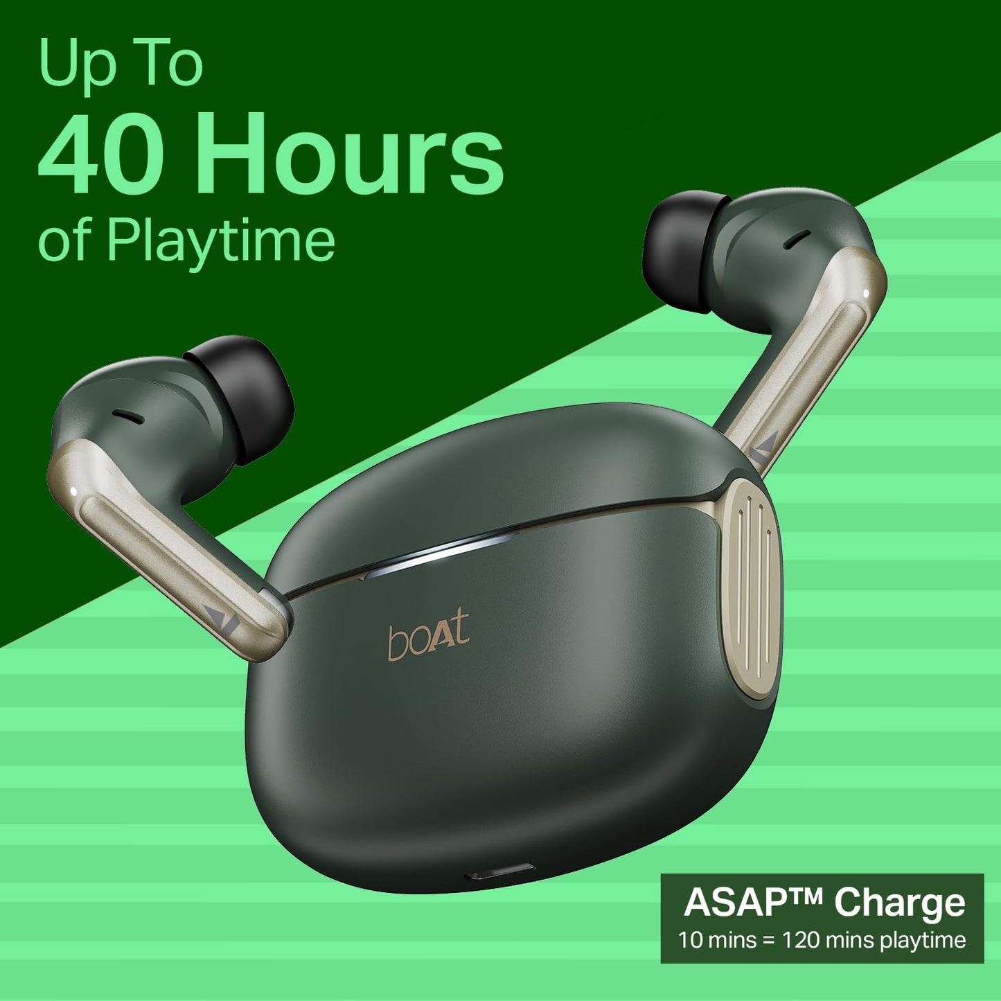 boAt 2025 Launch Airdopes 219, 4Mics ENx Tech, 40 Hrs Battery, Best in Segment for Calling, Free Music Streaming,13mm Drivers, Bluetooth Earbuds, TWS Ear Buds Wireless Earphones with mic (Forest Sage)