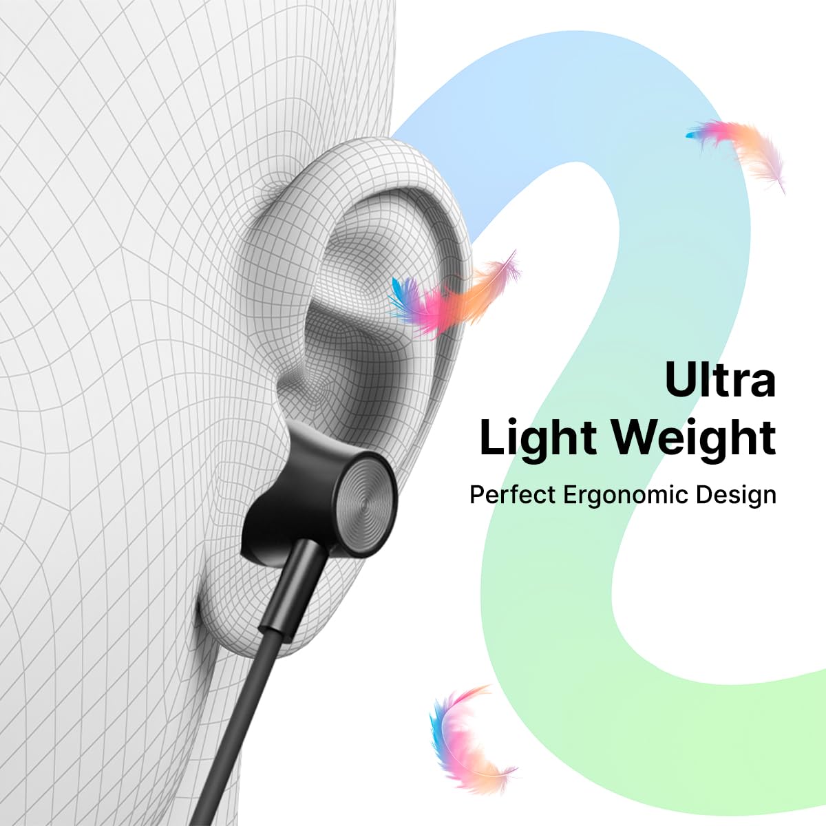 pTron Newly Launched Tangent Evolve w/ 50Hrs Playtime, HD Mic, Pristine Sound, Bluetooth V5.3 with Dual-Device Pairing Wireless Neckband, Voice Assistant, Type-C Fast Charging & IPX4 (Black)