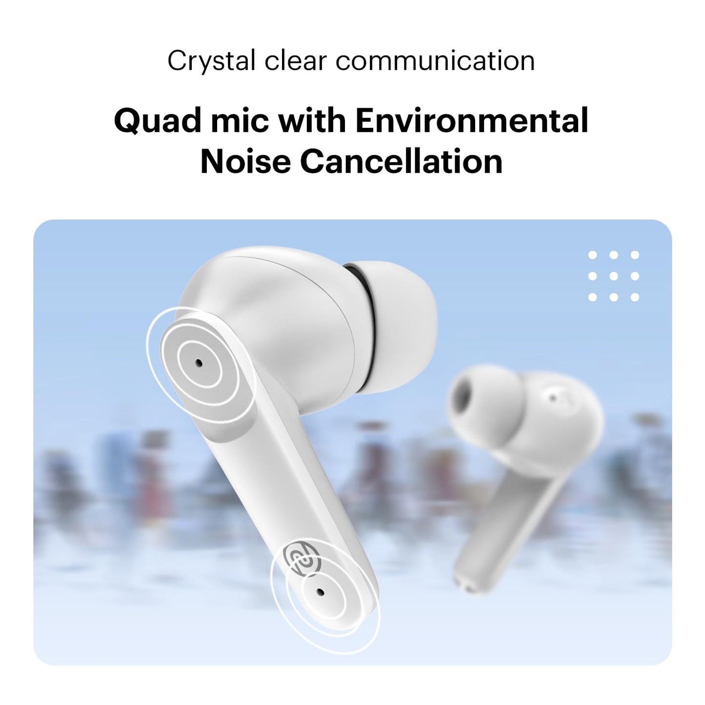 Noise Earbuds VS104 Truly Wireless Earbuds with 45H of Playtime, Quad Mic with ENC, Instacharge(10 Min=200 Min), 13Mm Driver, Low Latency, BT V5.2 (Snow White)