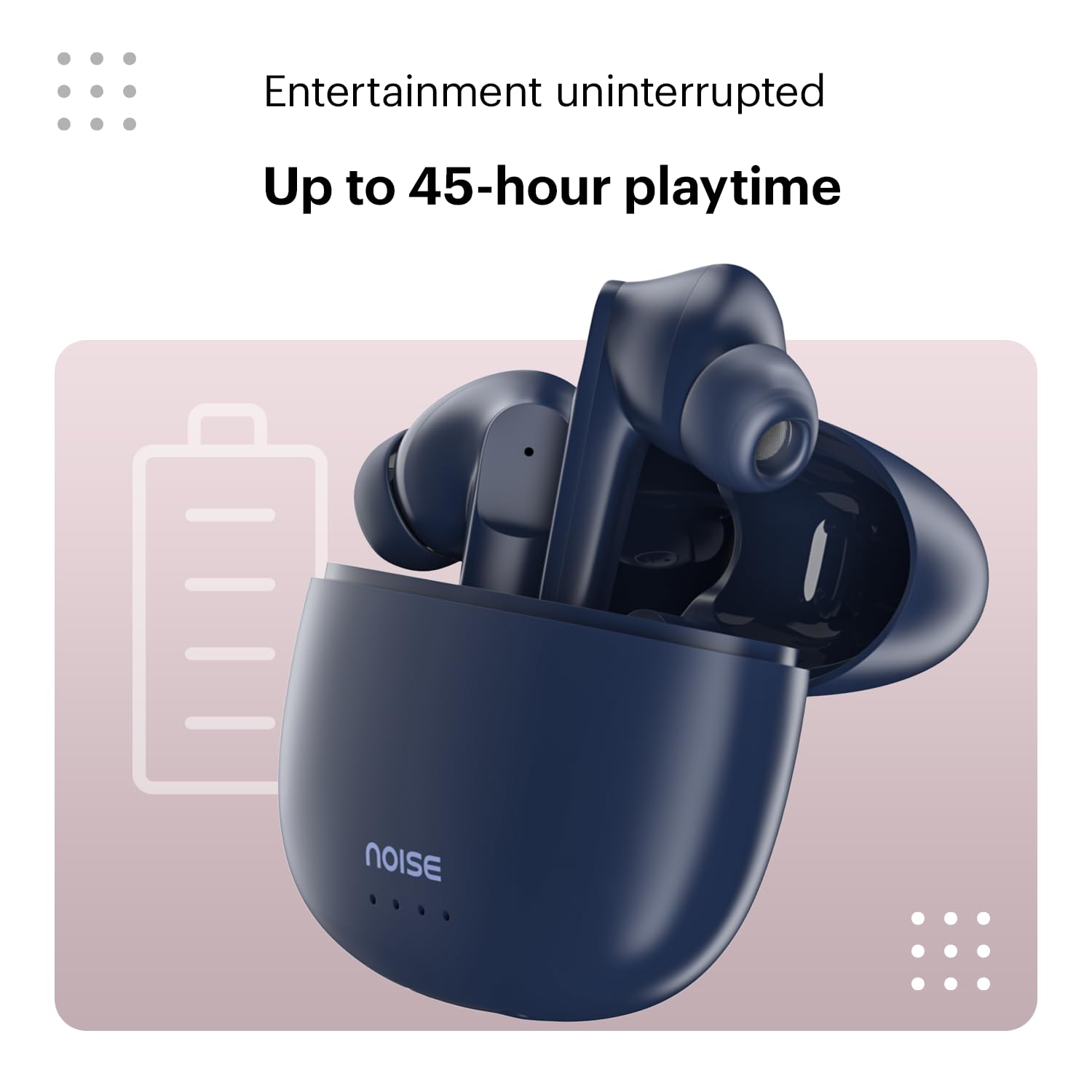 Noise Earbuds VS104 Truly Wireless Earbuds with 45H of Playtime, Quad Mic with ENC, Instacharge(10 Min=200 Min), 13Mm Driver, Low Latency, BT V5.2 (Midnight Blue)