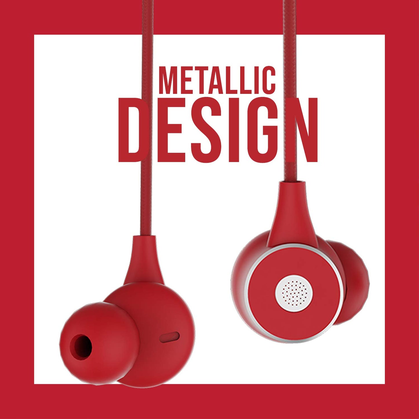 ZEBRONICS Zeb Buds 20 in Ear 3.5mm Wired Stereo Earphones with Mic, 1.2 Metre Cable, 14mm Drivers, in Line Mic & Volume Controller (Red)