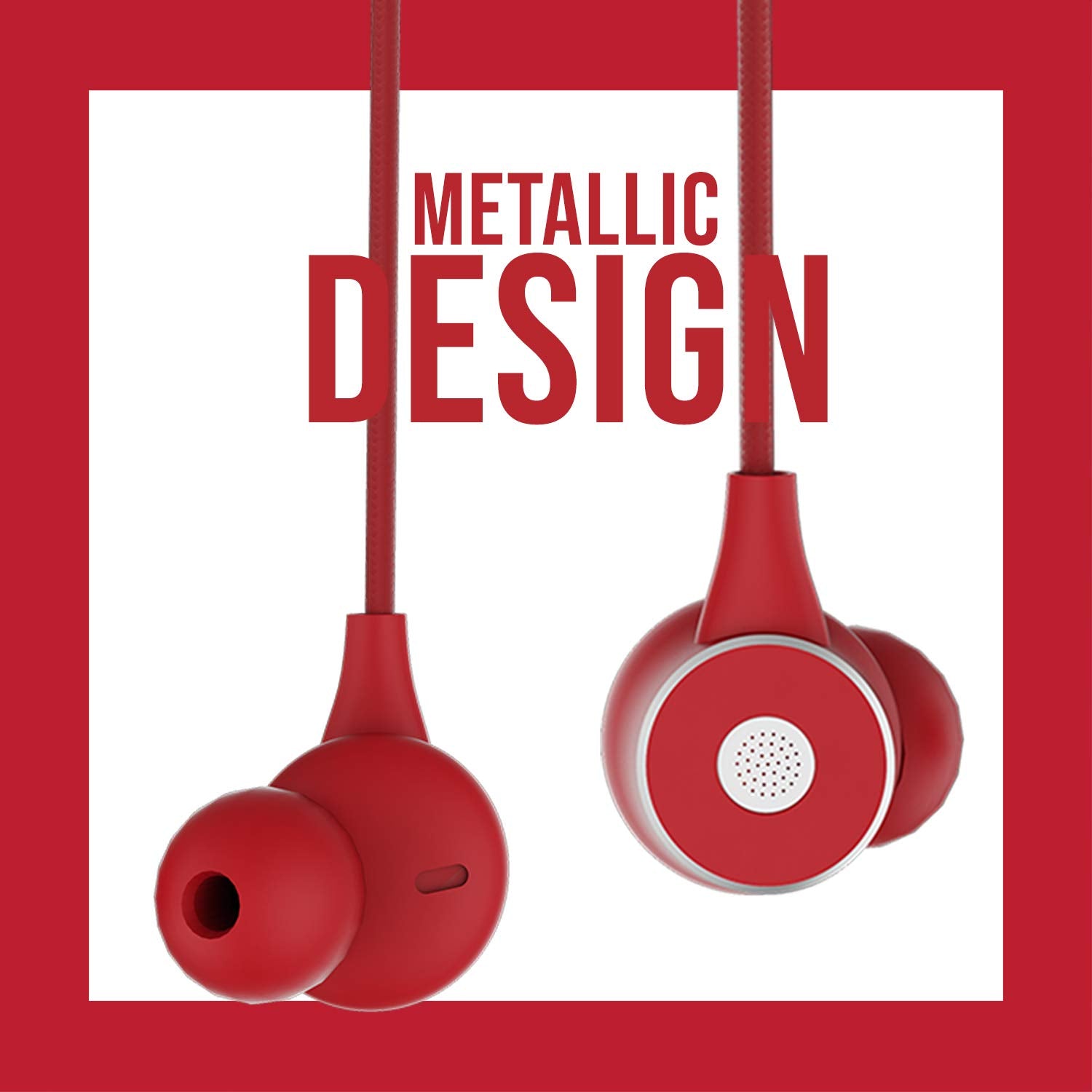 ZEBRONICS Zeb Buds 20 in Ear 3.5mm Wired Stereo Earphones with Mic, 1.2 Metre Cable, 14mm Drivers, in Line Mic & Volume Controller (Red)