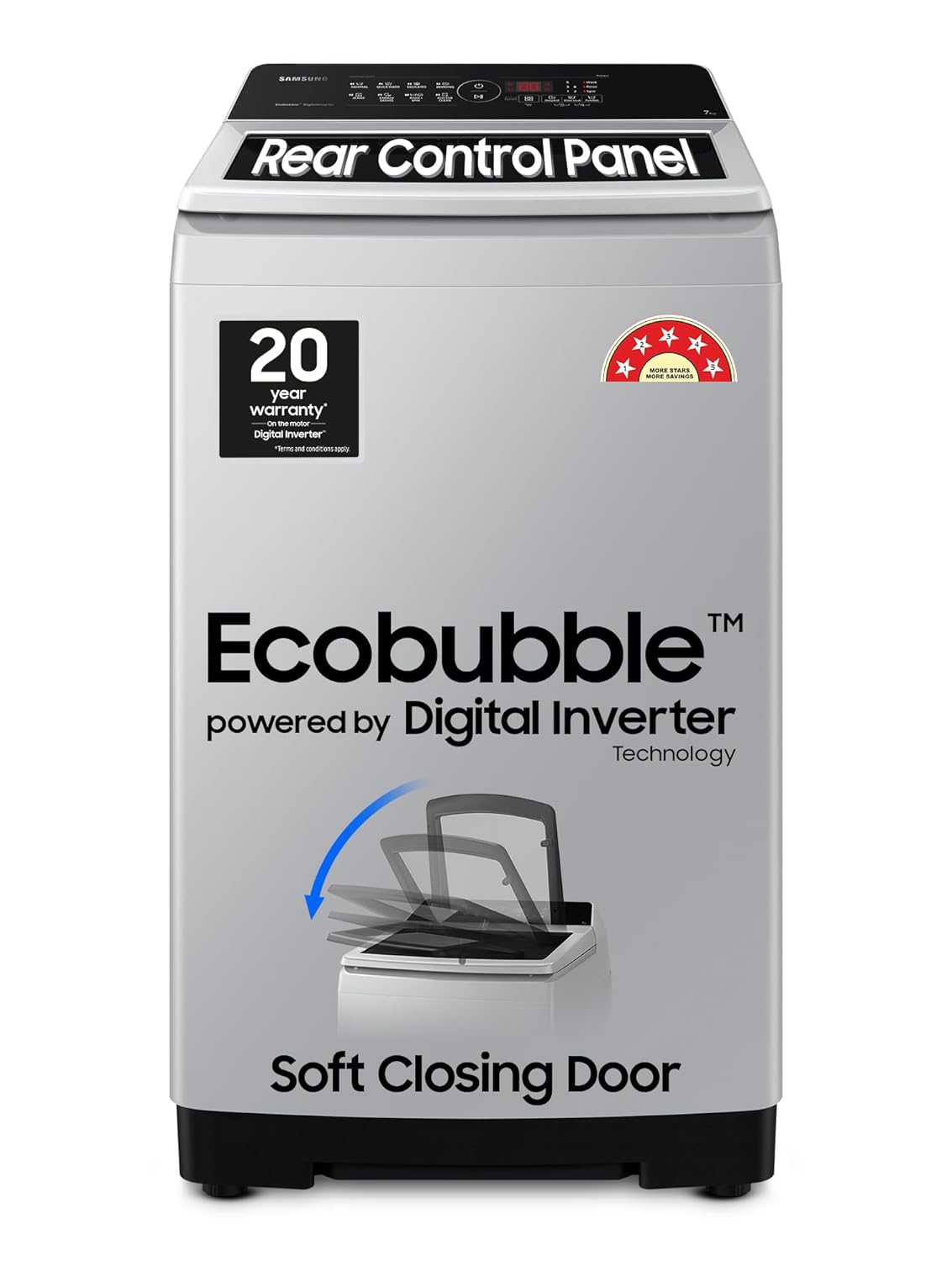 Samsung 7 kg, Eco Bubble Technology, Digital Inverter Motor, Soft Closing Door, Fully-Automatic Top Load Washing Machine (WA70BG4441YYTL, Lavender Gray)