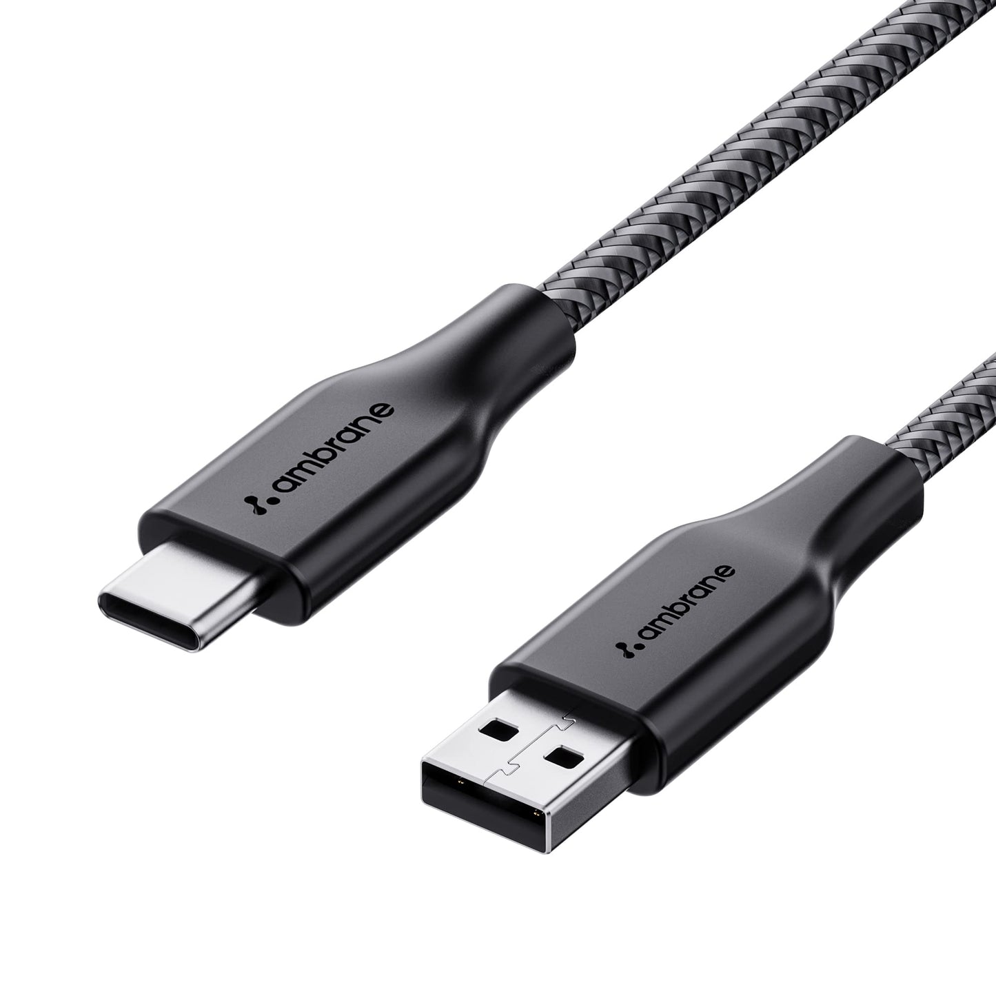 Ambrane Unbreakable 60W Fast Charging 1.5M Braided Type C to Type C Cable for Smartphones, Tablets, Laptops & Other Type C Devices, PD Technology, 480Mbps Data Sync (RCTT15, Black)