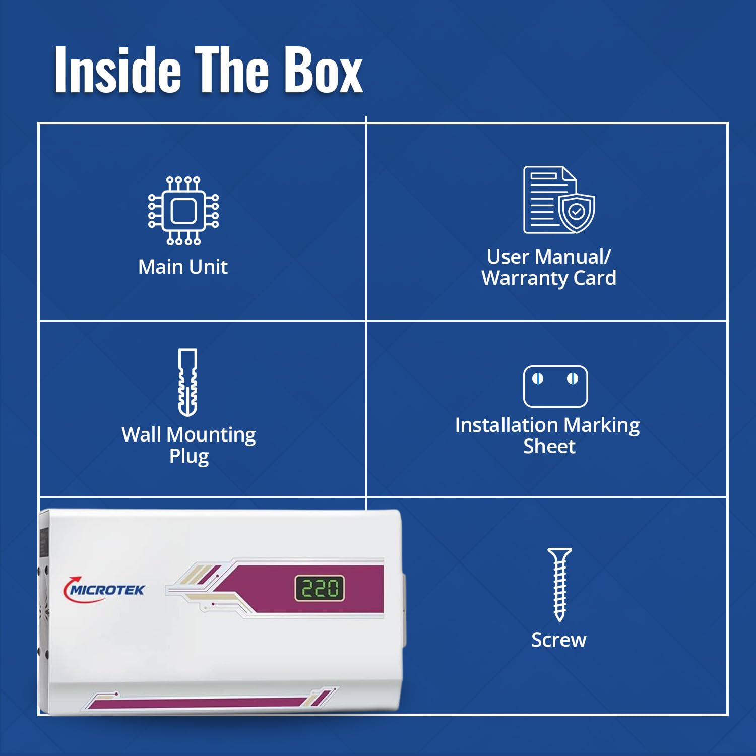 Microtek Pearl EM 4160+ Digital Display Wall Mounted Automatic Voltage Stabilizer Upto 1.5 Ton AC Air Conditioner Working Power 160V - 285±5V with 3 Year Warranty
