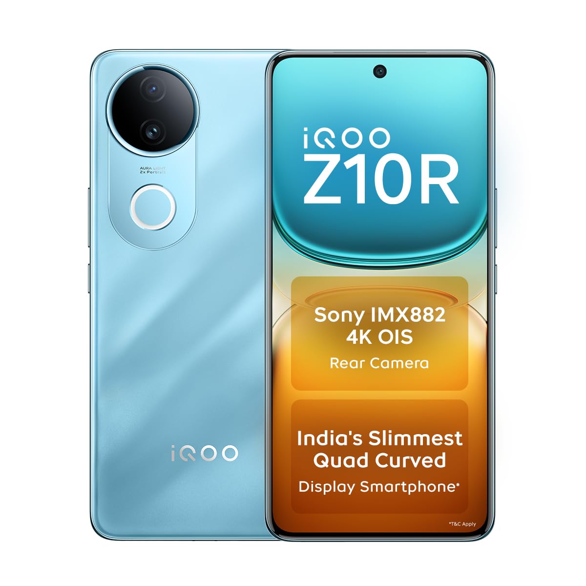 iQOO Z10R 5G (Aquamarine, 12GB RAM, 256GB Storage) | 32MP 4K Selfie Camera | Quad-Curved AMOLED Display | Dimensity 7400 Processor with 750K+ AnTuTu Score