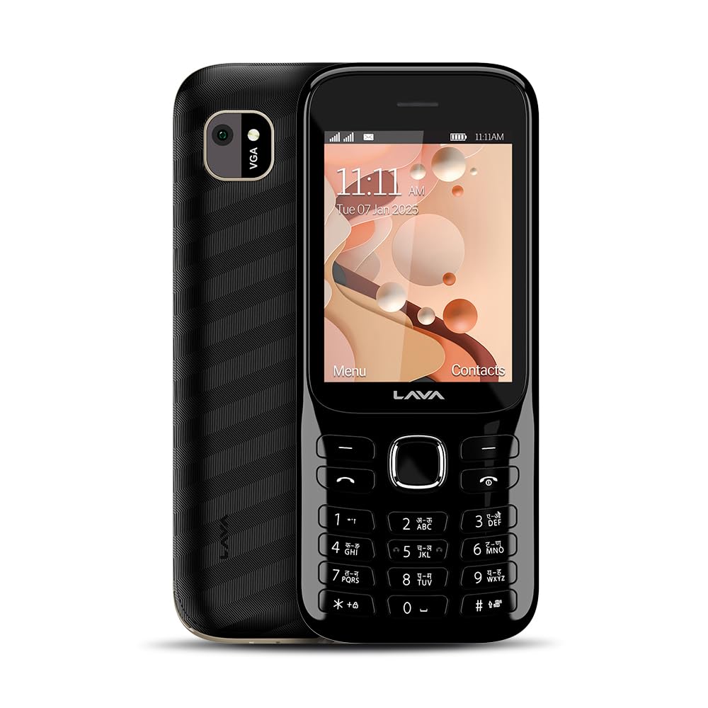 Lava Gem 2025 Dual Sim Keypad Phone (2.8" Display, Camera & Flash) | 2575mAh Smart AI Powerful Battery | Wireless FM & Recording | Stereo Speakers | Call Recording (Black Gold)