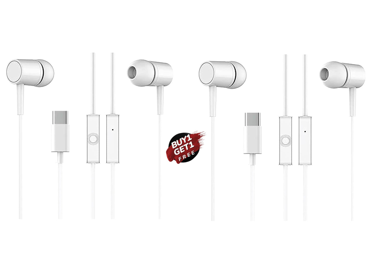 Branded Metal Type C Stereo Headphones with HD Sound Mic, in-Ear Design Super Extra Bass and Durable Brided Wired C Type Earphones, Compatible with iPhone, Android Smartphones, Tablets, (Metal Gray)