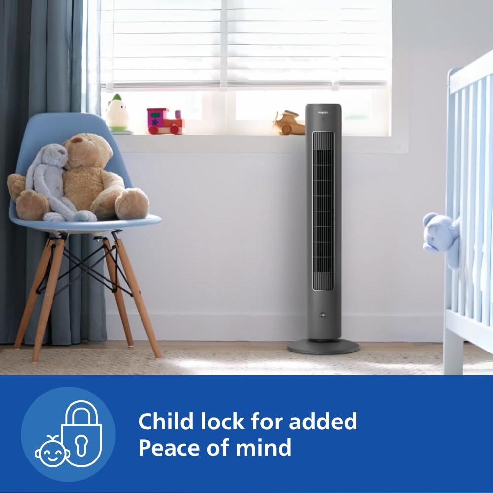 PHILIPS CX 5535/11 High Performance Bladeless Technology Tower Fan with Touchscreen Panel and Remote Control, Quiet Operation, Low Power Consumption and Lightweight Portable Body.