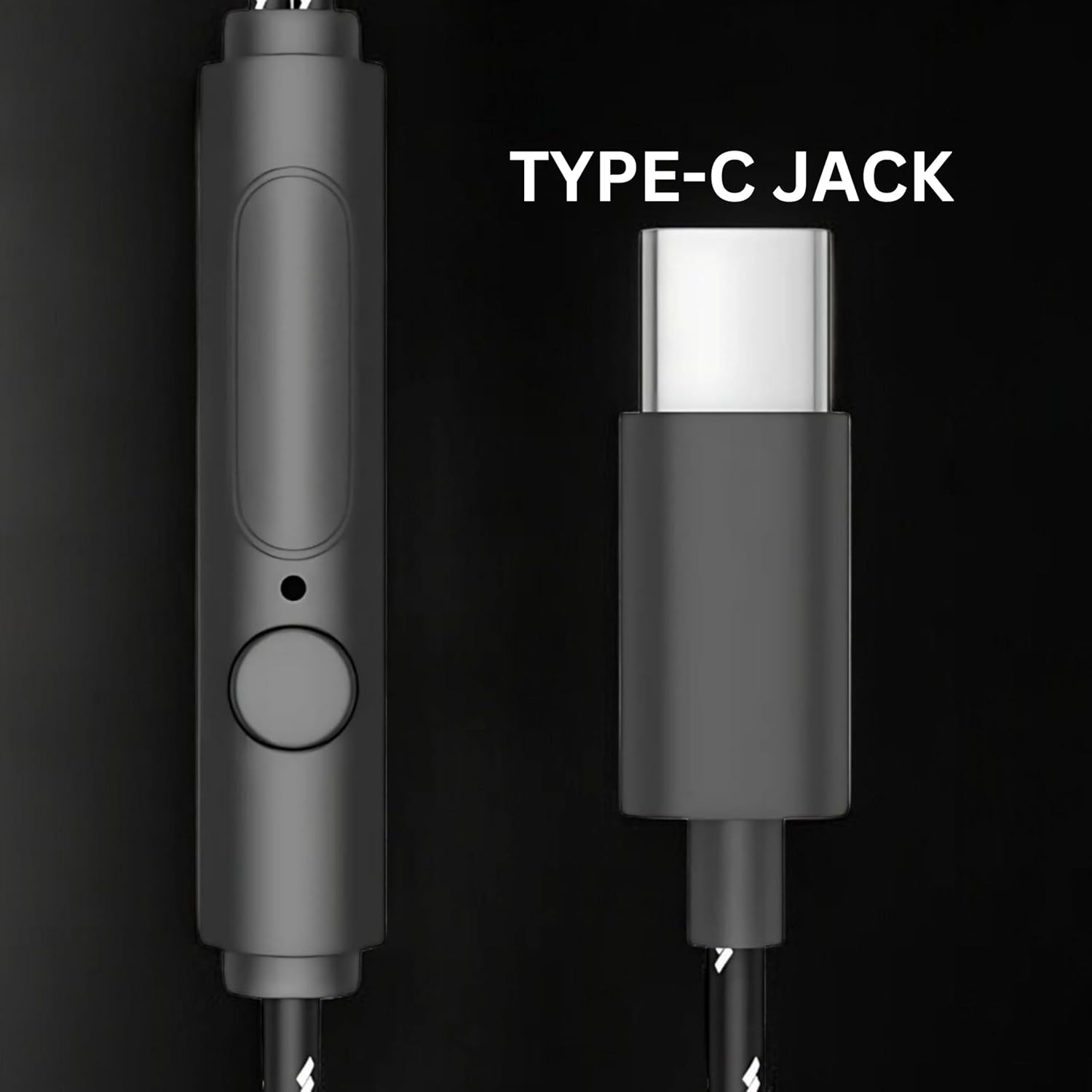 GEARZTOUCH Blast-C Type C Wired Earphone with Powerful HD Mic for Clear Sound, in-Line Volume Controller & Noise Cancellation Compatible with only TypeC Jacks in Mobiles- ZETBLACK