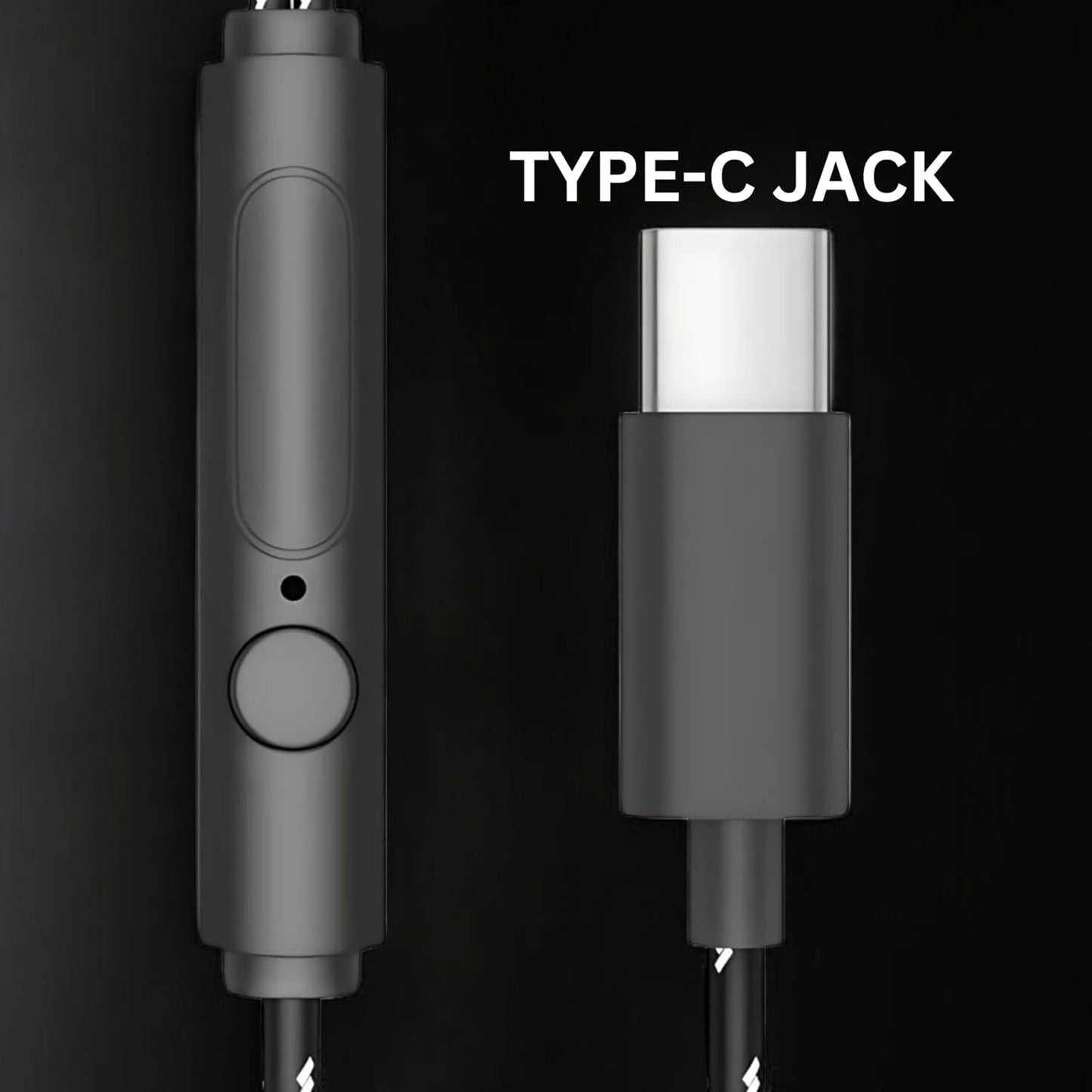 GEARZTOUCH Oasis inEar TypeC Earphone, in-Line Volume Controller & Powerful HD Mic, Clear Sound, Noise Isolation Compatible with Oneplus, Samsung, Oppo,Vivo,Redmi Having only TypeC Port- Intense Black