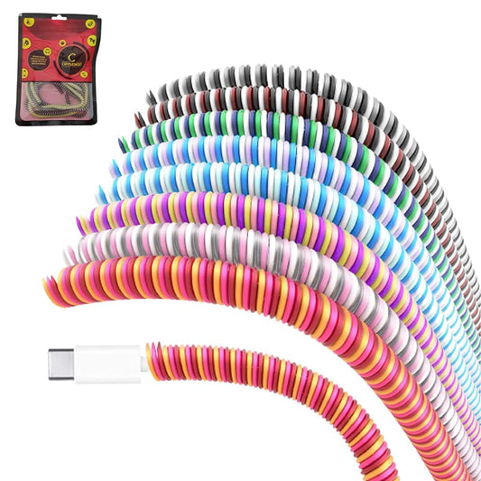 Crysendo Spiral Cable Protector | Triple Color (3 Pcs) 1.5 Meters | 35+ Available Colours | Cable Cord Charger Protector Saver Winder for iPhone & Android Charging Cables Earphones