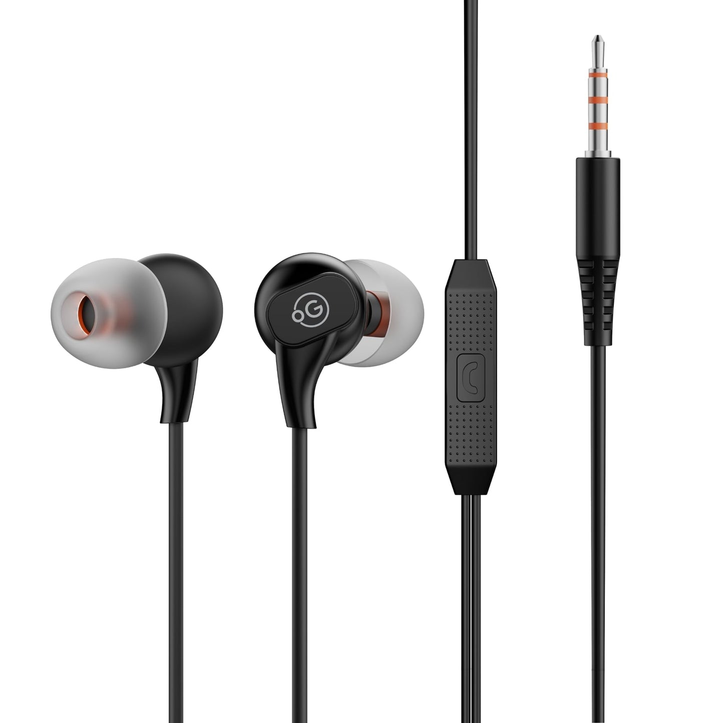 OOGE Beat 1 Wired Earphones with Mic, 3.5mm Jack, Deep Bass, Inline Controls, Lightweight and Comfortable Fit, Earphone Wired with Mic, Ideal for Laptop, Tablet, and Android Devices (White)