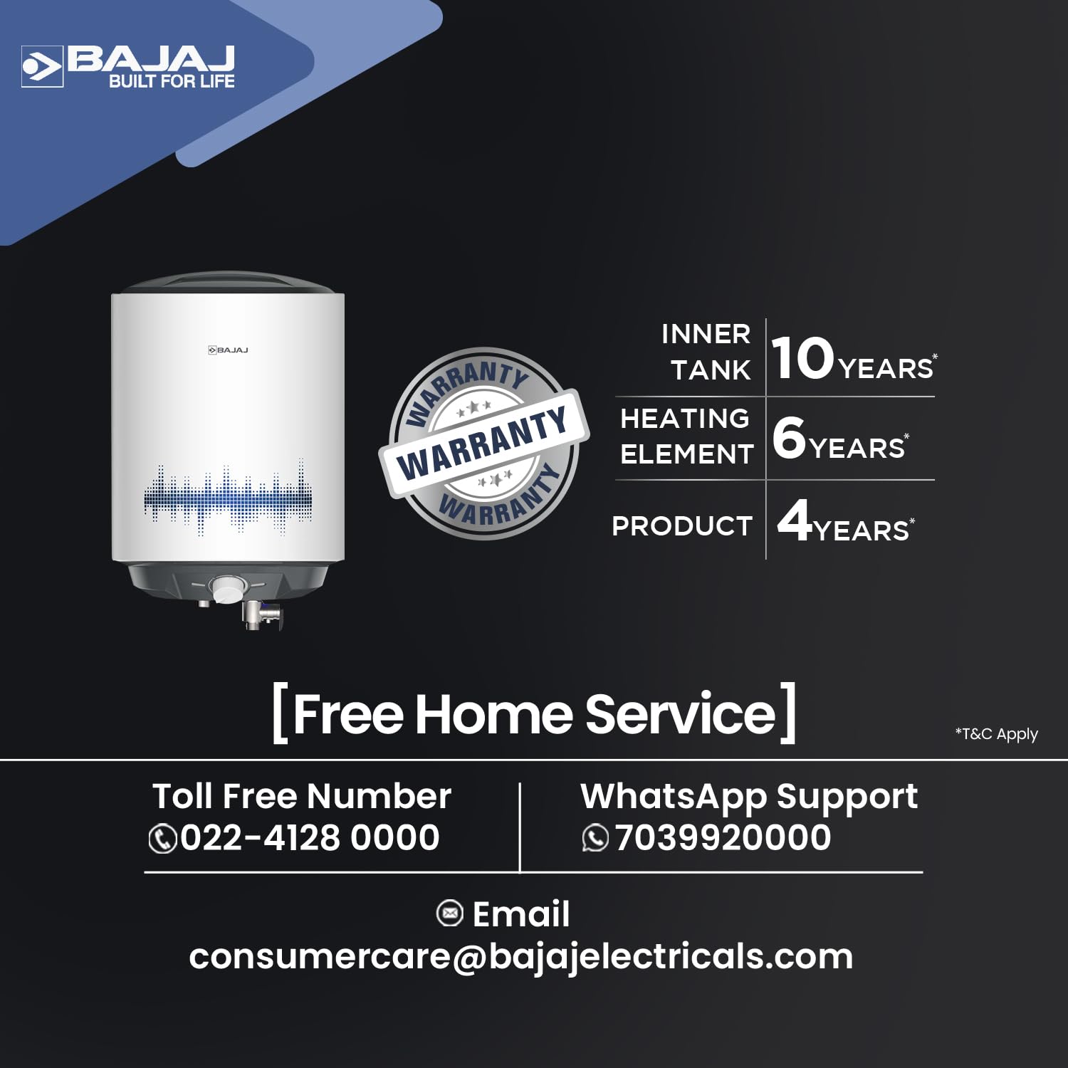 Bajaj Shield Series New Shakti 15L Storage Wall Mount Water Heater For Home|5-Star Rated Geyser|Child Safety Mode|For High Rise Buildings|10-Yr Tank 6-Yr Element 4-Yr Product Warranty 【White & Grey】