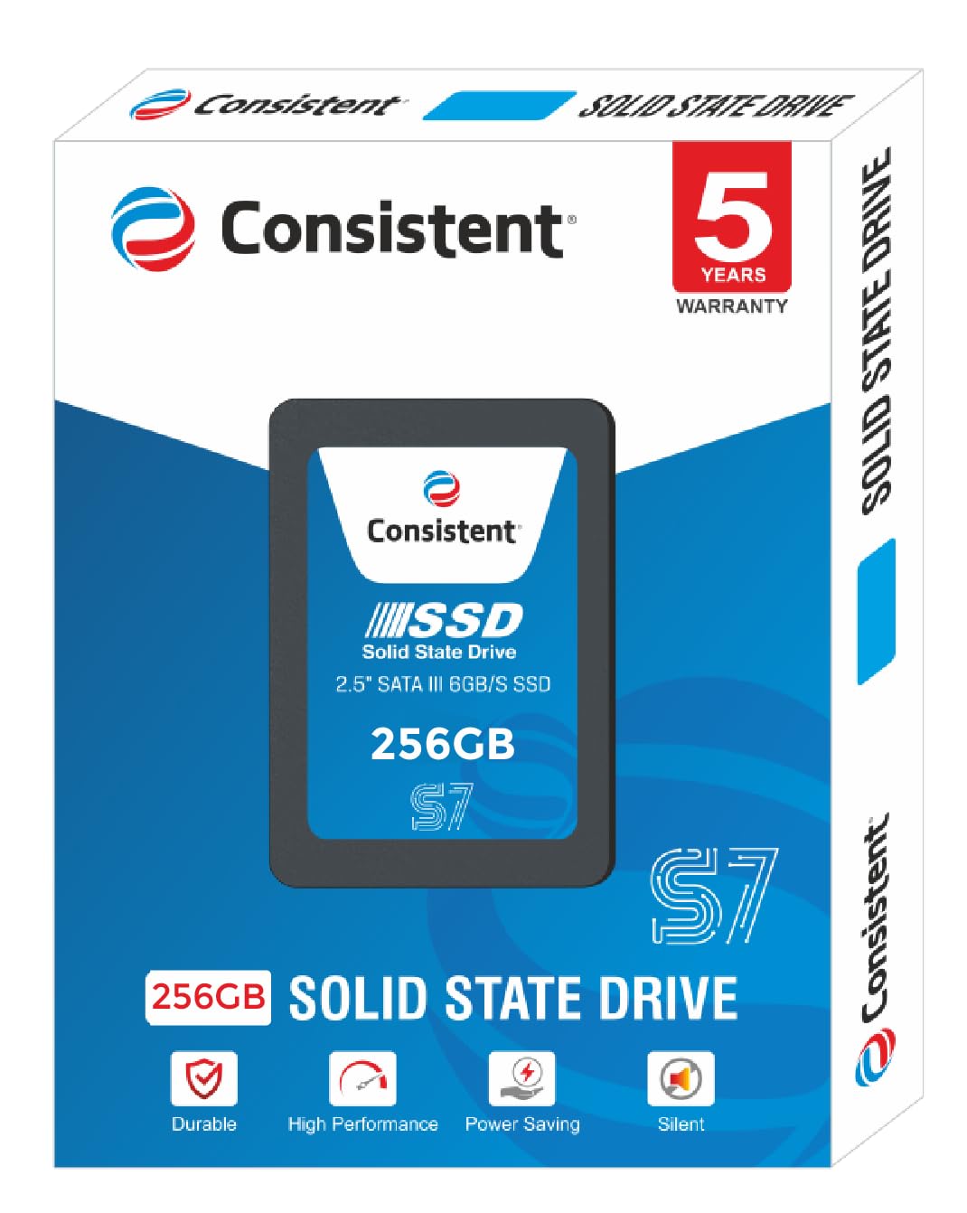 Consistent SSD 256GB 2.5 Inch SATA Internal SSD - Read: 550MB/s & Write: 500MB/s - Solid-State Drive 5 Year Warranty (256, GB)
