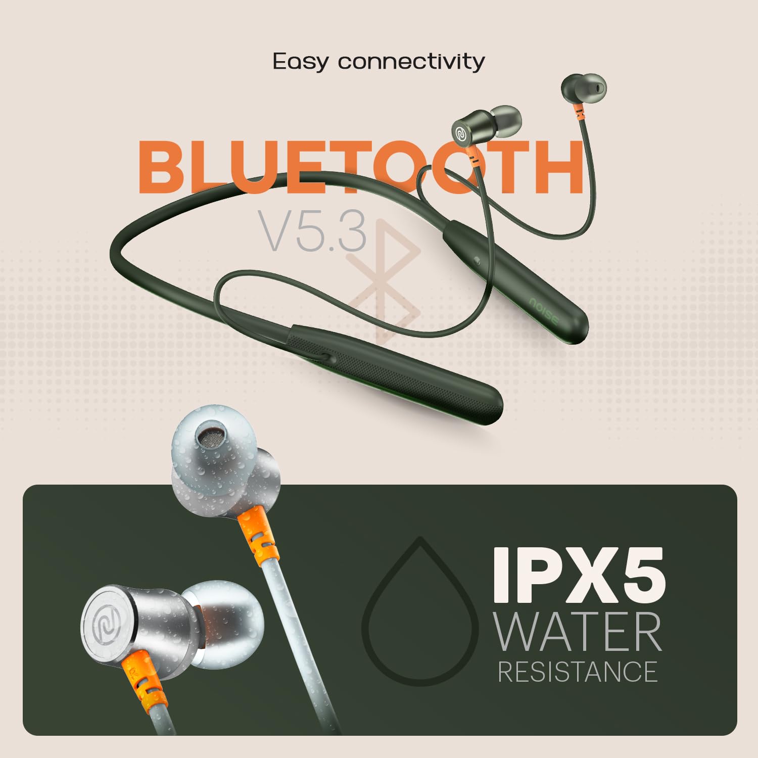 Noise Airwave Bluetooth in Ear Neckband with 50H of Playtime, 3 EQ Modes, ENC for Calling, Low Latency(Upto 50ms), 10mm Driver, BT v5.3(Ice Blue)