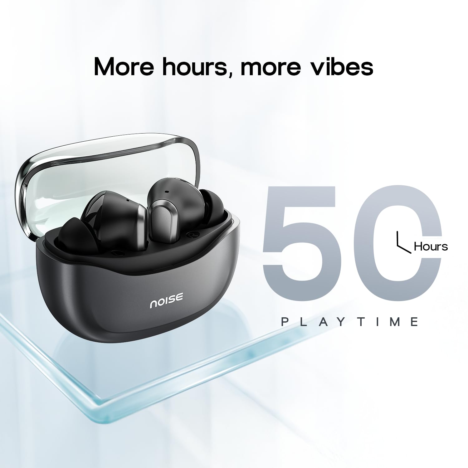Noise Buds VS601 in-Ear Truly Wireless Earbuds with 50H of Playtime, Transparent case lid, Quad mic ENC, Dual Device Pairing, 10mm Driver, BT v5.3 (Graphite Black)