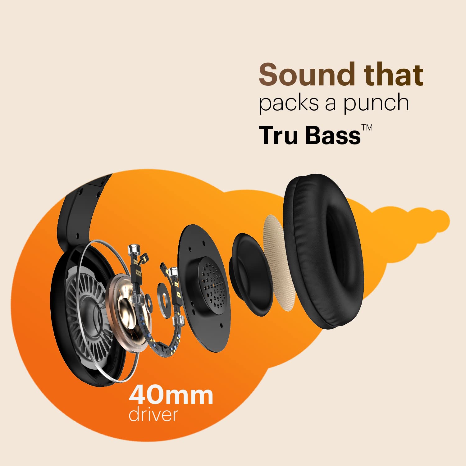 Noise Two Wireless On Ear Headphones with 50 Hours Playtime, Low Latency(up to 40ms), 4 Play Modes, Dual Pairing, BT v5.3 (Bold Black)