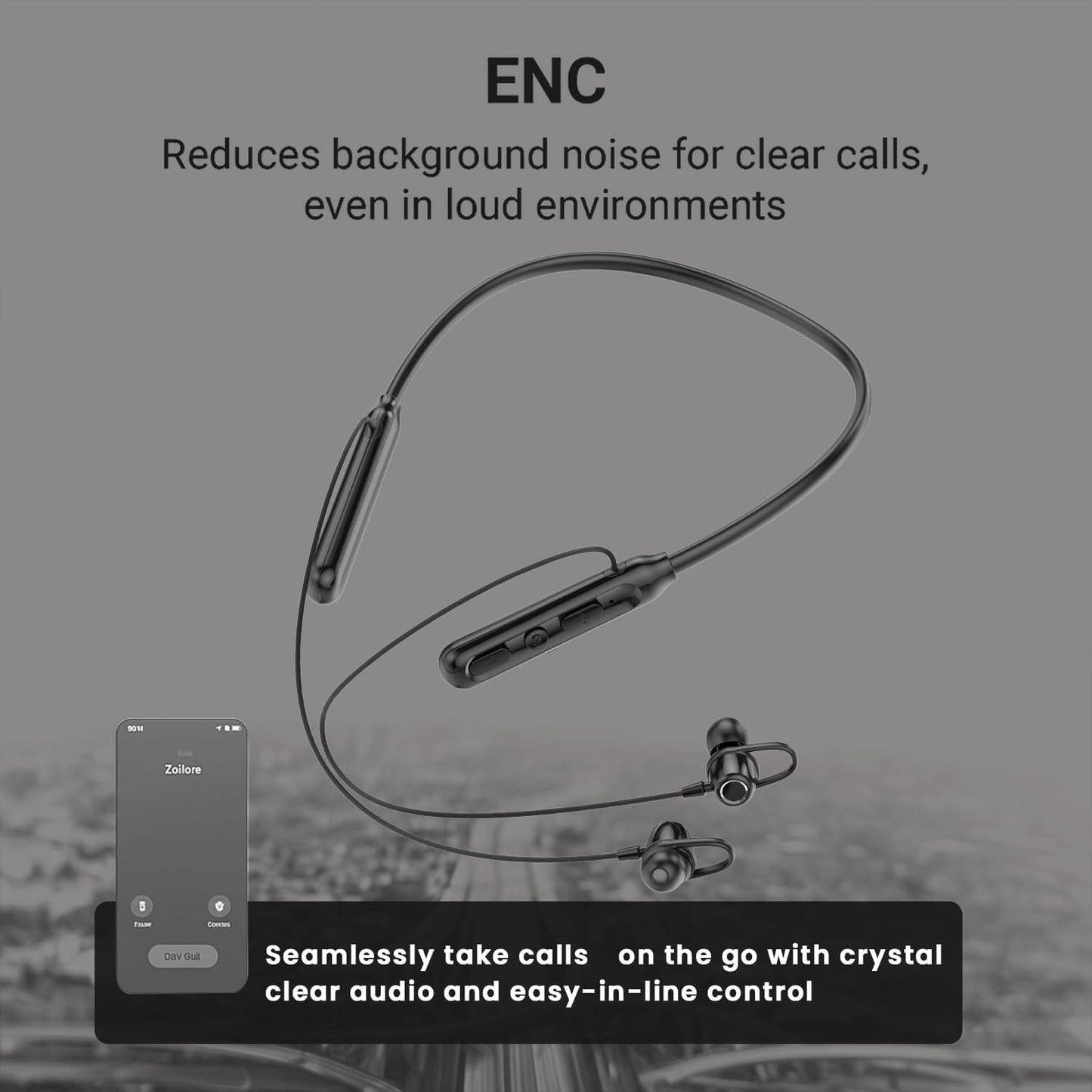 Neckband Bluetooth Earphones with 40H Playtime | Magnetic On/Off | ENC Noise Cancellation | Voice Changer | Deep Bass | Wireless Earbuds for Calling, Music, and Gaming Blue (Black)