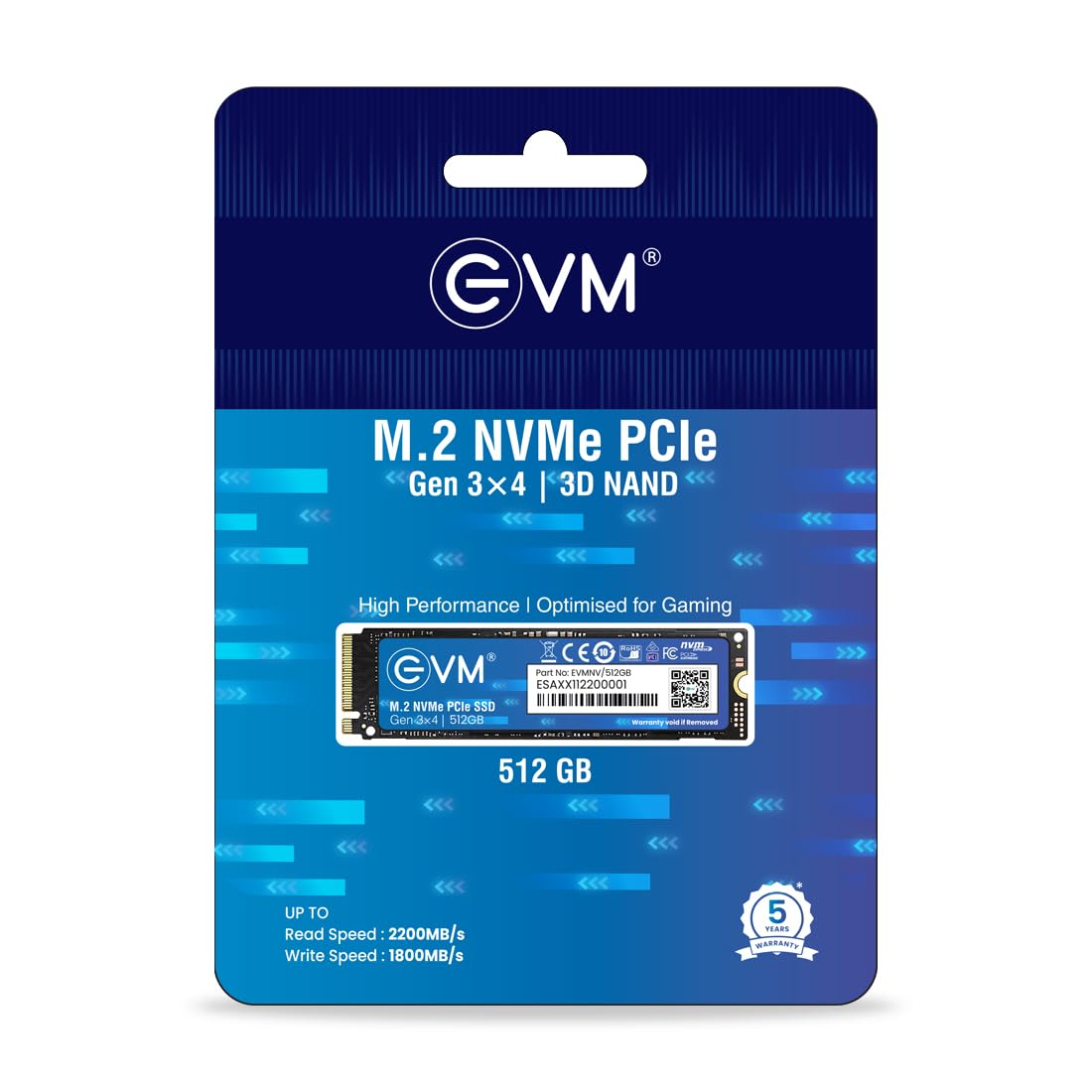 EVM 512GB Gen 3 NVMe (2280) InternalSSD - 3200MB/s Read - PCIe Gen 3x4-5-Year Warranty (EVMNV/512GB)