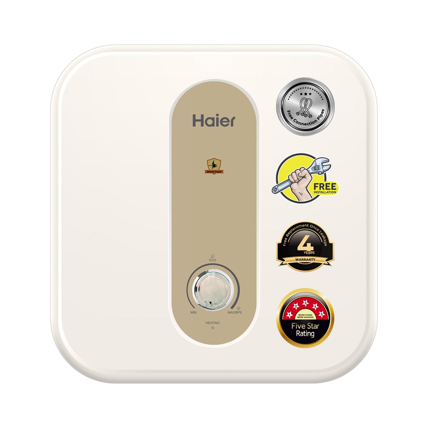 Haier S1 Water Geyser 15 Ltr, 5 Star Water Heater 15 Litre, Free Installation & Connection Pipes| Warranty 7 Yr on Tank| Shock Proof| BPS System| Glassline Tank| 11-Level Safety