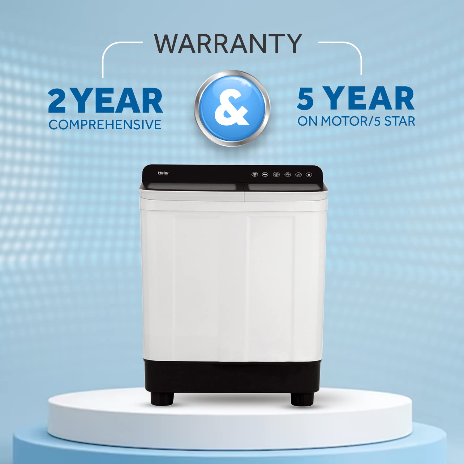 Haier 7 Kg 5 star SEMI Automatic Top Loading Washing Machine HTW70-178BKN, Black, Anti Bacterial anti bacterial vortex Pulsator,2024, Magic Filter, 1300 RPM & Castors)