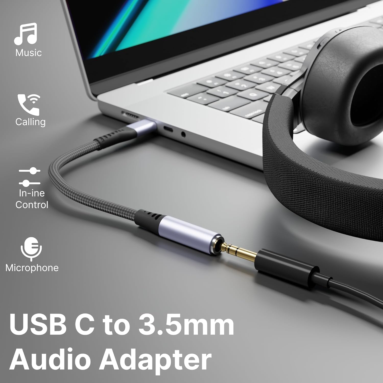 Basesailor Type-C to 3.5mm Audio Jack Connector/Adapter [5 Years Warranty*] with DAC Compatible for iPhone 15/16 Series/Samsung/OnePlus/Google Pixel/Nothing & Other Type C Phones -Headphones Converter