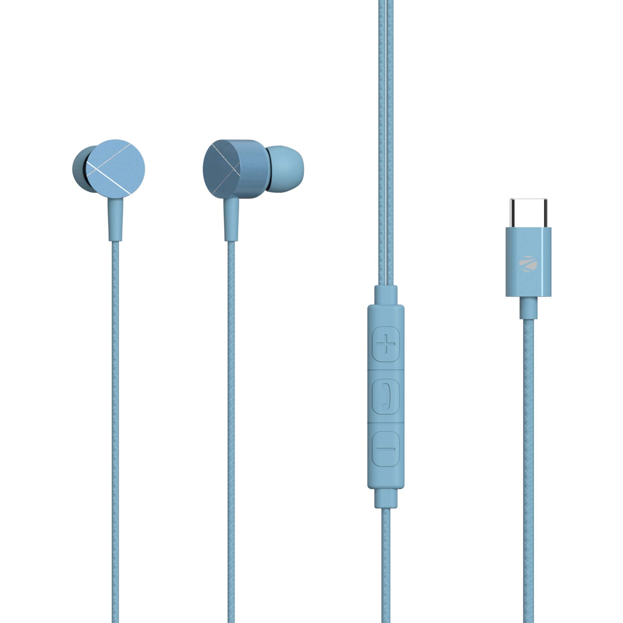 ZEBRONICS Zeb-Buds C2 in Ear Type C Wired Earphones with Mic, Braided 1.2 Metre Cable, Metallic Design, 10mm Drivers, in Line Mic & Volume Controller (White)