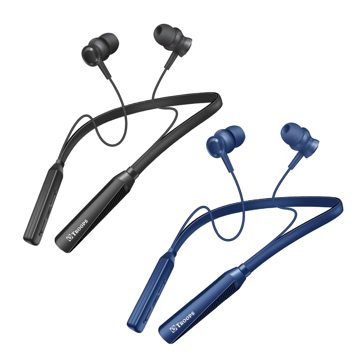 TP TROOPS Wireless in-Ear Neckband Bluetooth In Ear Earphones with 10mm Drivers, Rich Music Experience, 50 Hours Playtime, Type C Fast Charging, Neckband Earphones with Voice Assistant (Black)