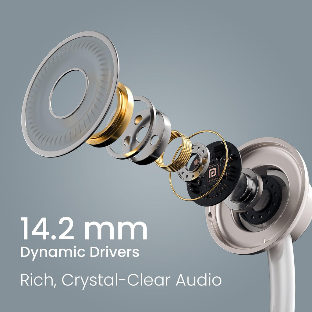 Portronics Conch Sigma A in Ear 3.5mm Aux Wired Earphones with in Line HD Mic & Magnetic Earbuds, Powerful Audio, 14.2mm Driver, Anti Tangle Wire, in line Controls, Wide Compatibility(White)