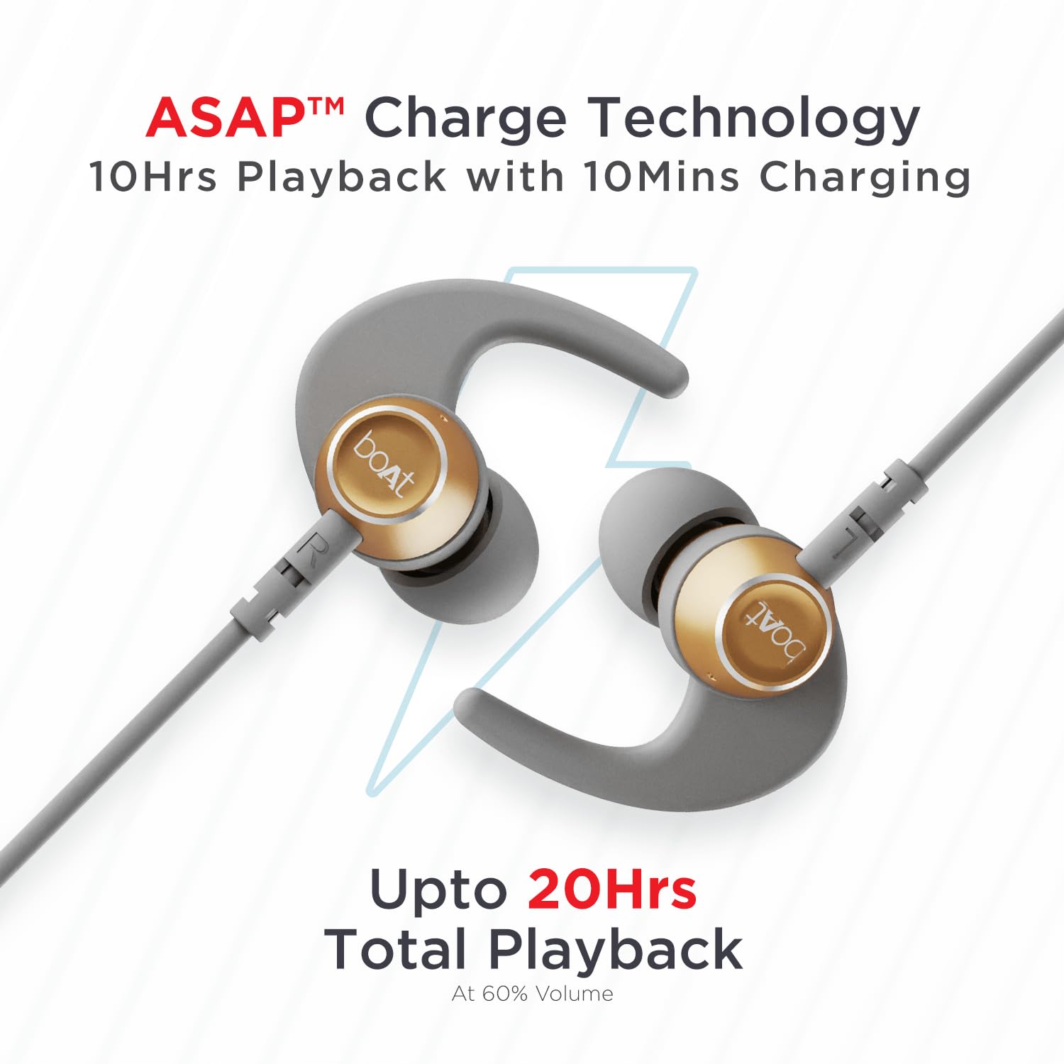 Boat Rockerz 235 Pro Wireless Bluetooth Neckband in Ear Earphone, Upto 20 hrs of Playtime, Beast Mode, Low Latency, IPX5 Water & Sweat Resistance, ENx Technology, Bluetooth v5.2(Ash Grey)