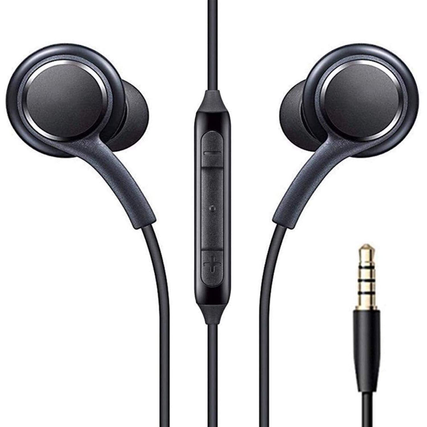 Earphones for Samsung Galaxy A70 / A 70 Earphone Original Like Wired Noise Cancellation In-Ear Headphones Stereo Deep Bass Head Hands-free Headset Earbud With Built in-line Mic, Call Answer/End Button, Music 3.5mm Aux Audio Jack (AK15, Black)