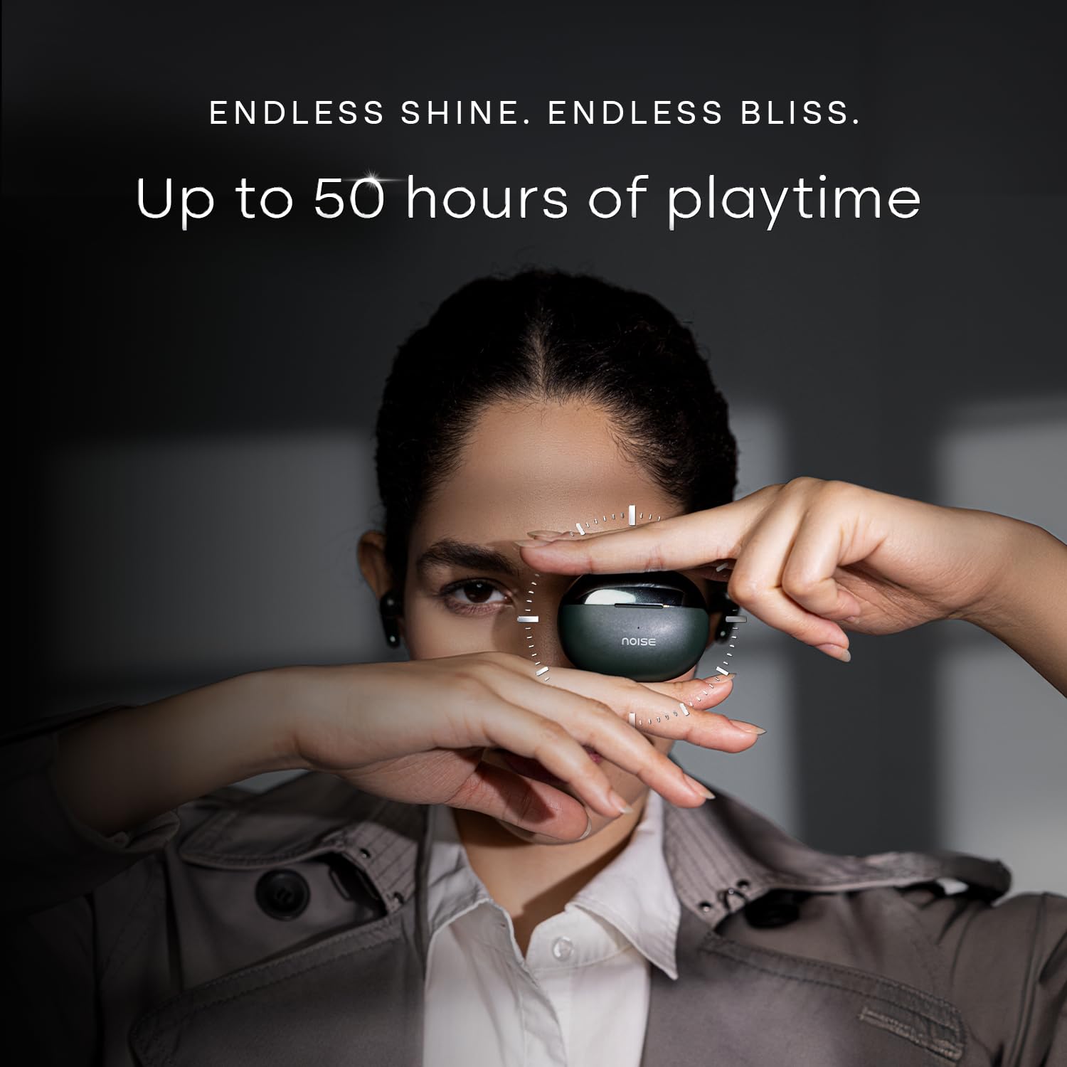 Noise Buds Verve 2 in-Ear Truly Wireless Earbuds with Chrome Finish, 50H of Playtime, Quad Mic with ENC, 13mm Driver, Instacharge(10 min=200 min), BT v5.3(Carbon Black)