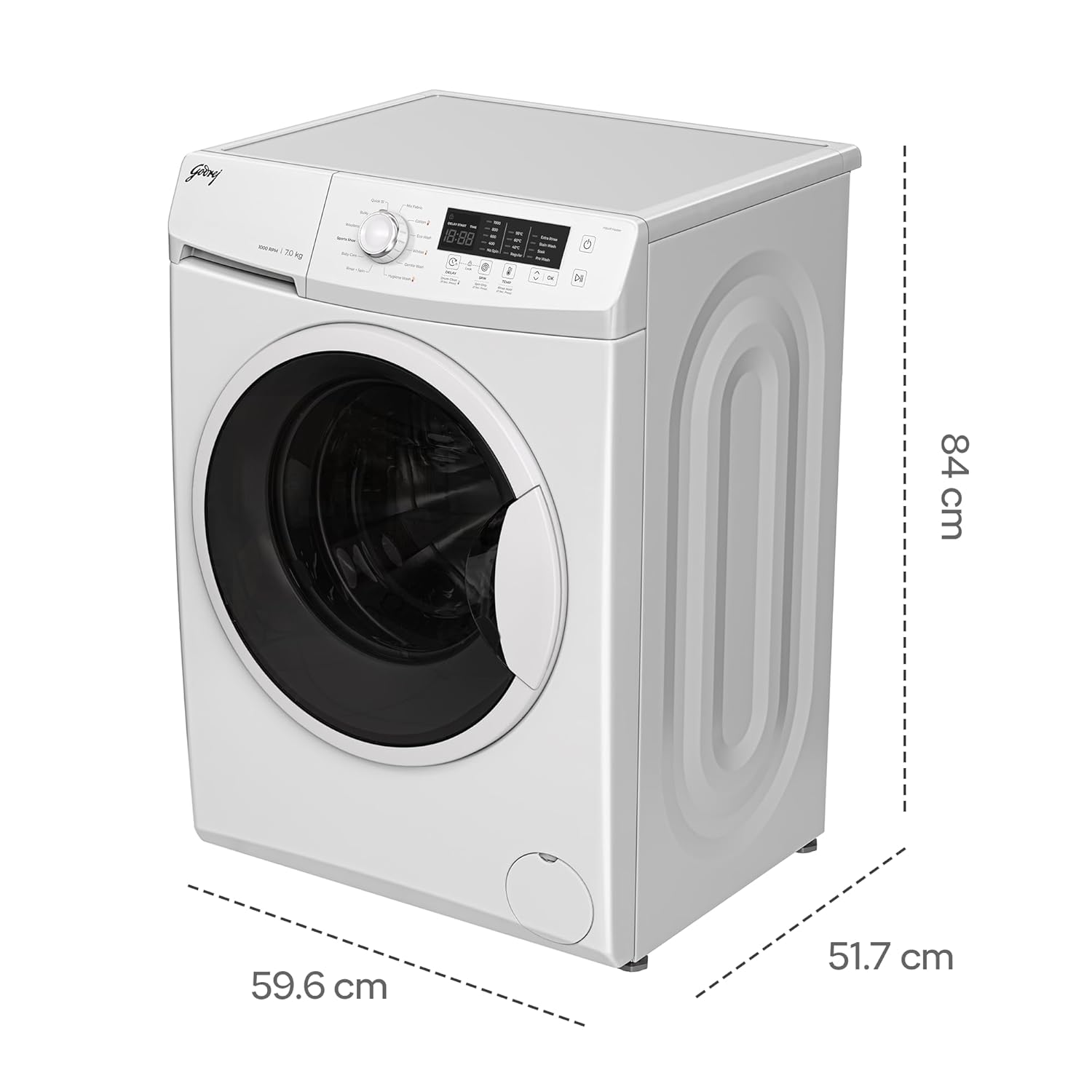 Godrej 7 Kg 5 Star, AI Powered, Inbuilt Heater, Steam Wash, FabriSafe Drum, Refresh Cycle, 65% Water Saving, Fully Automatic Front Load Washing Machine (WFEON CRS 7010 5.0 FKEDM GLWH, Glacial White)